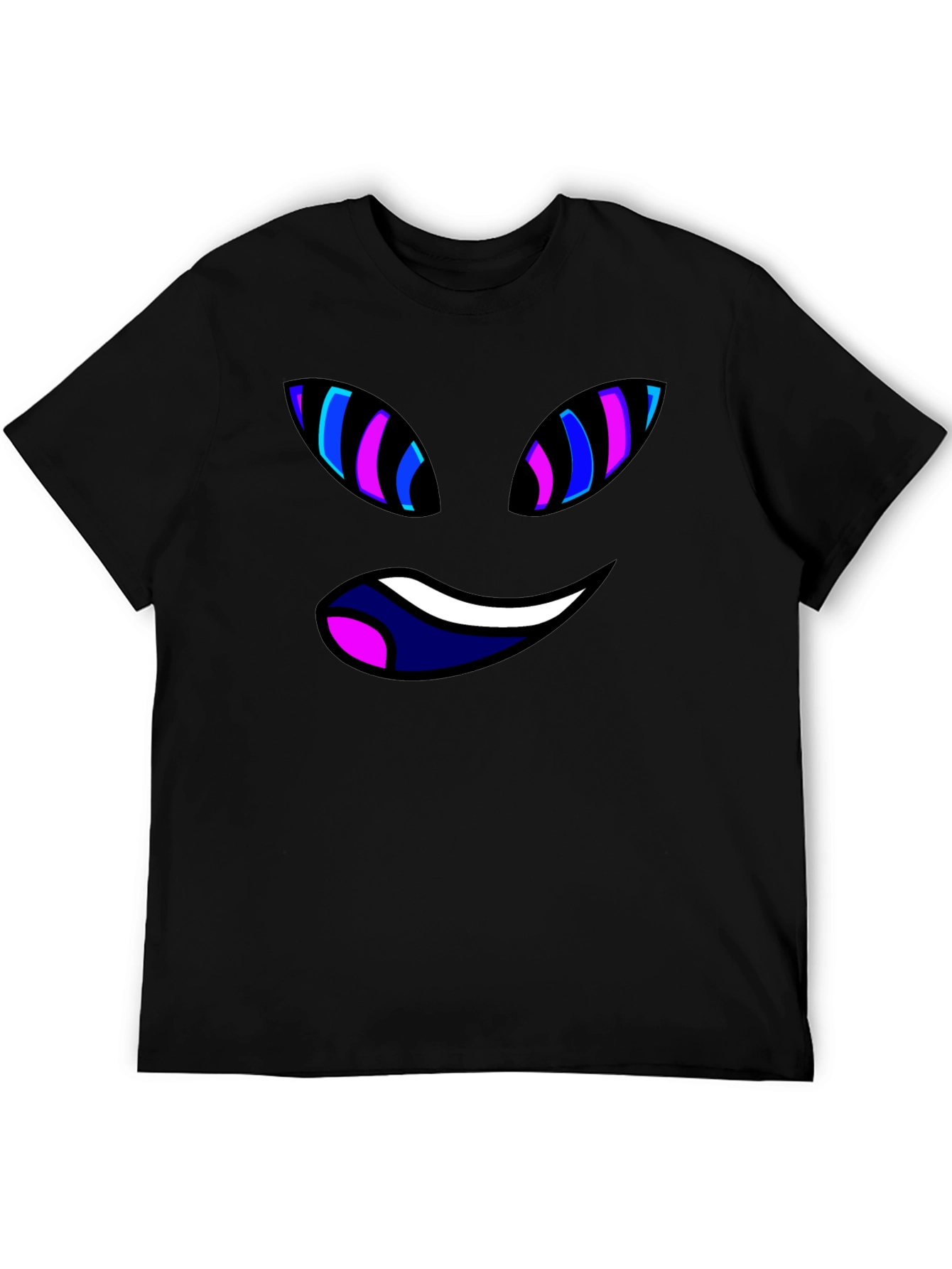 Black Tee with Trippy Cartoon Face Graphic
