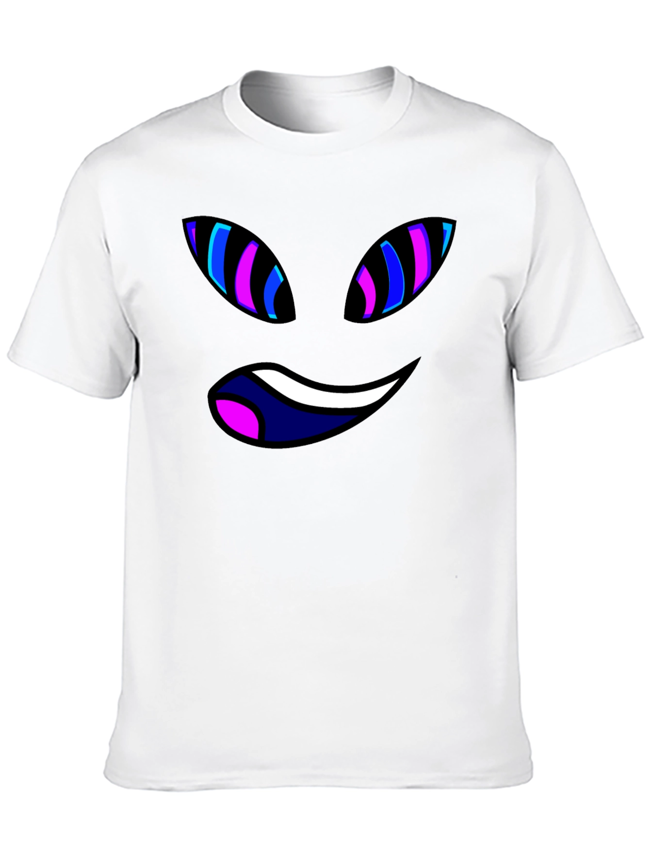 Black Tee with Trippy Cartoon Face Graphic