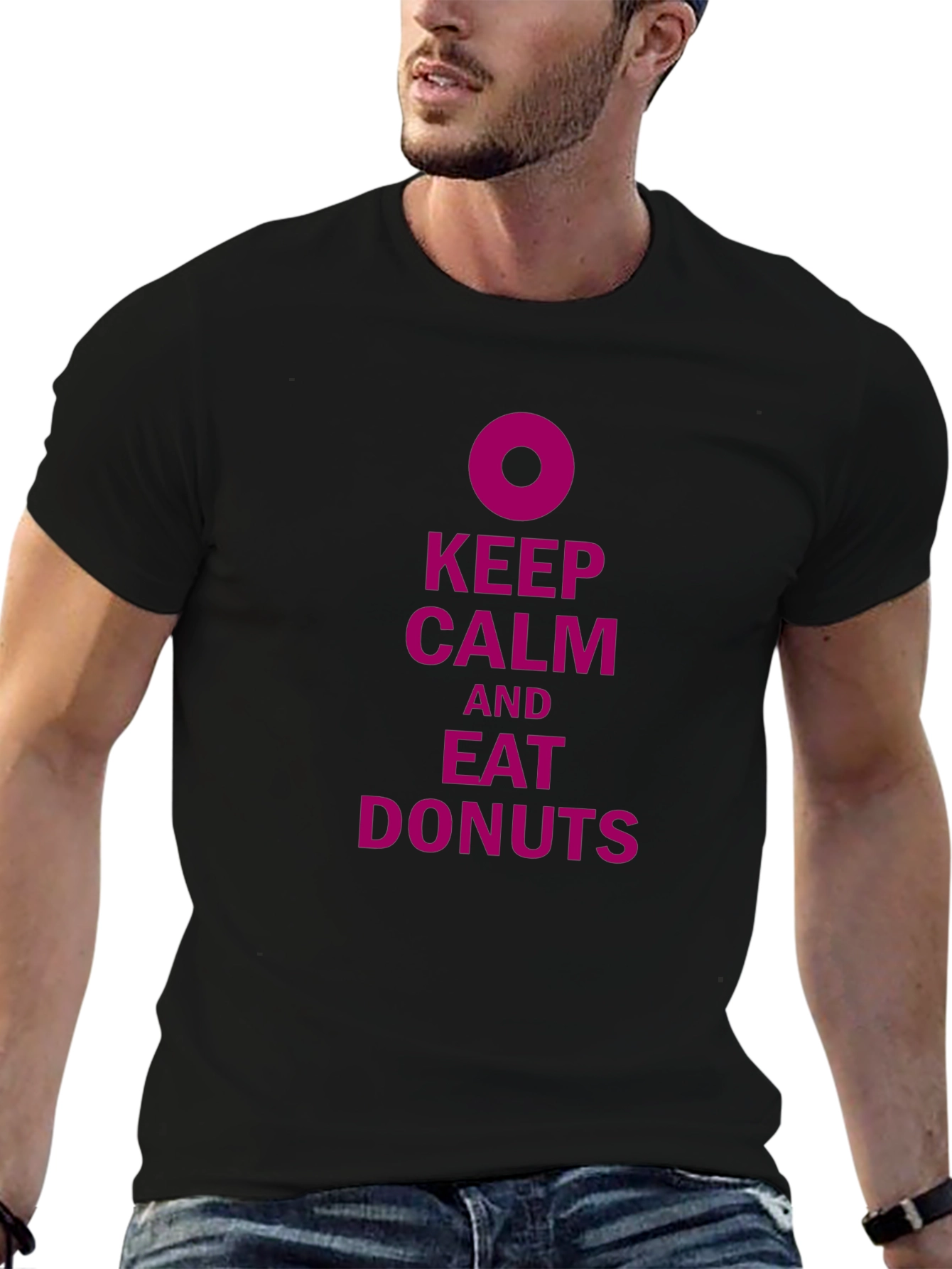 Keep Calm and Eat Donuts Black T-Shirt