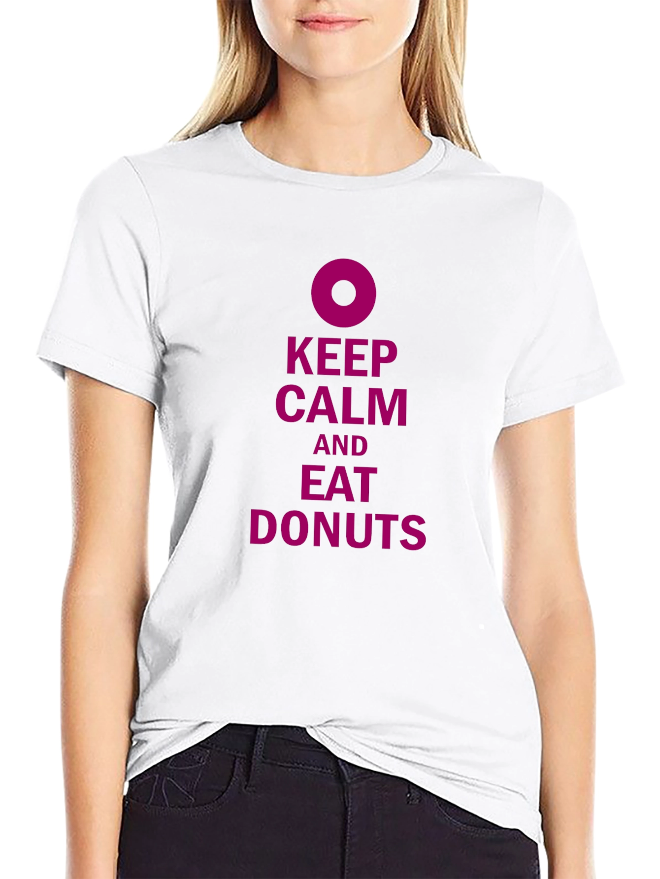 Keep Calm and Eat Donuts Black T-Shirt