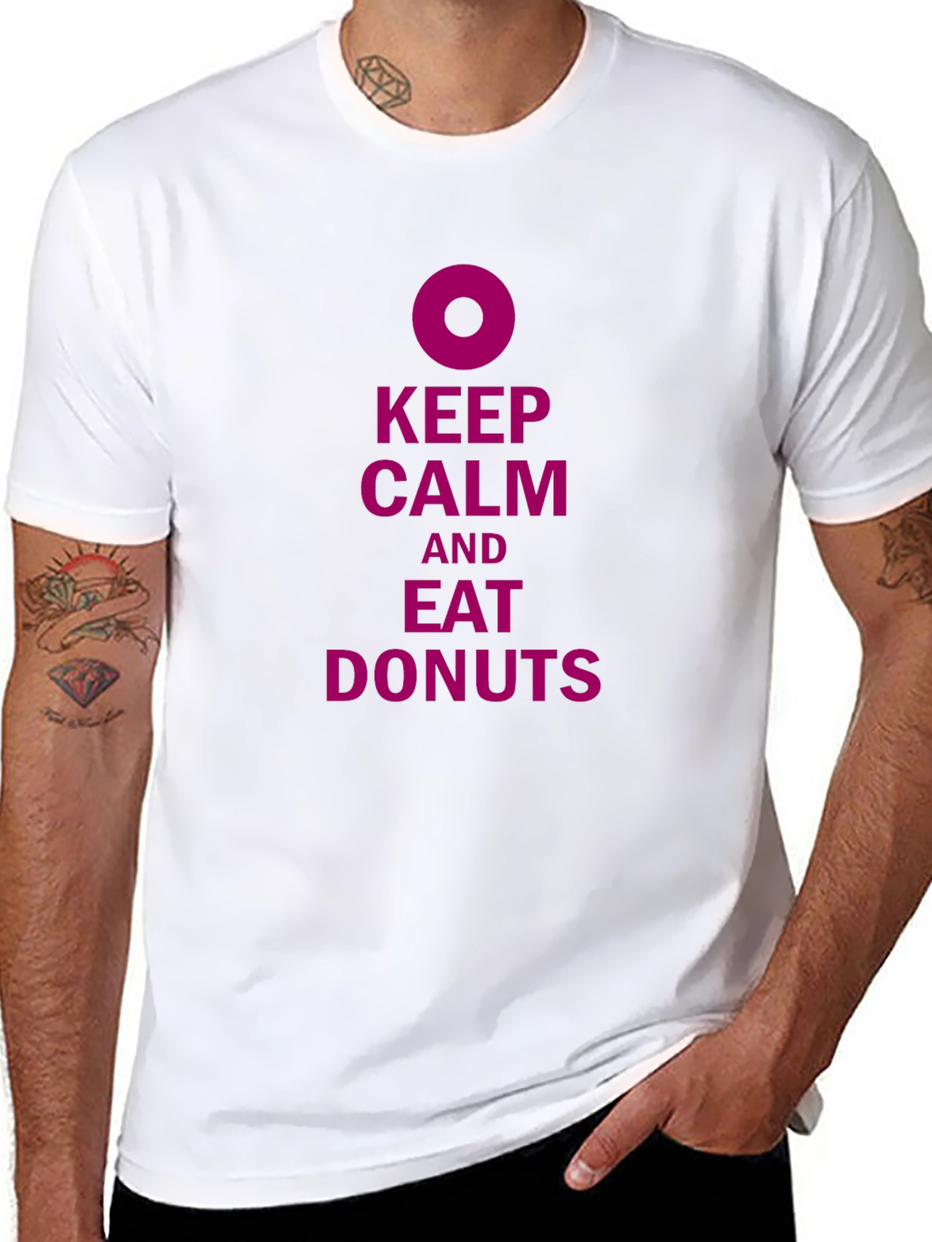 Keep Calm and Eat Donuts Black T-Shirt
