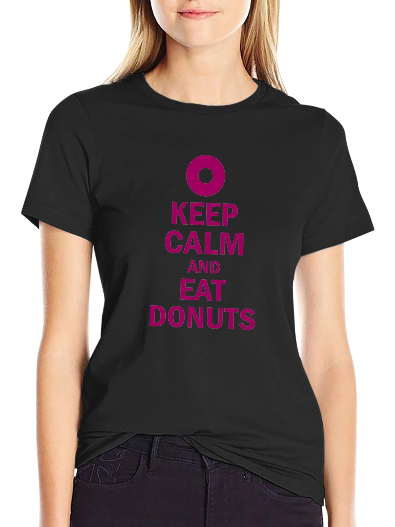 Keep Calm and Eat Donuts Black T-Shirt