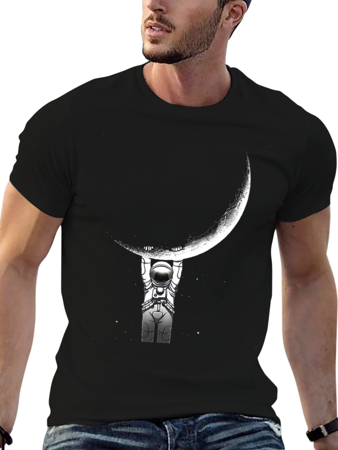 Astronaut Moon Lift Graphic T-Shirt