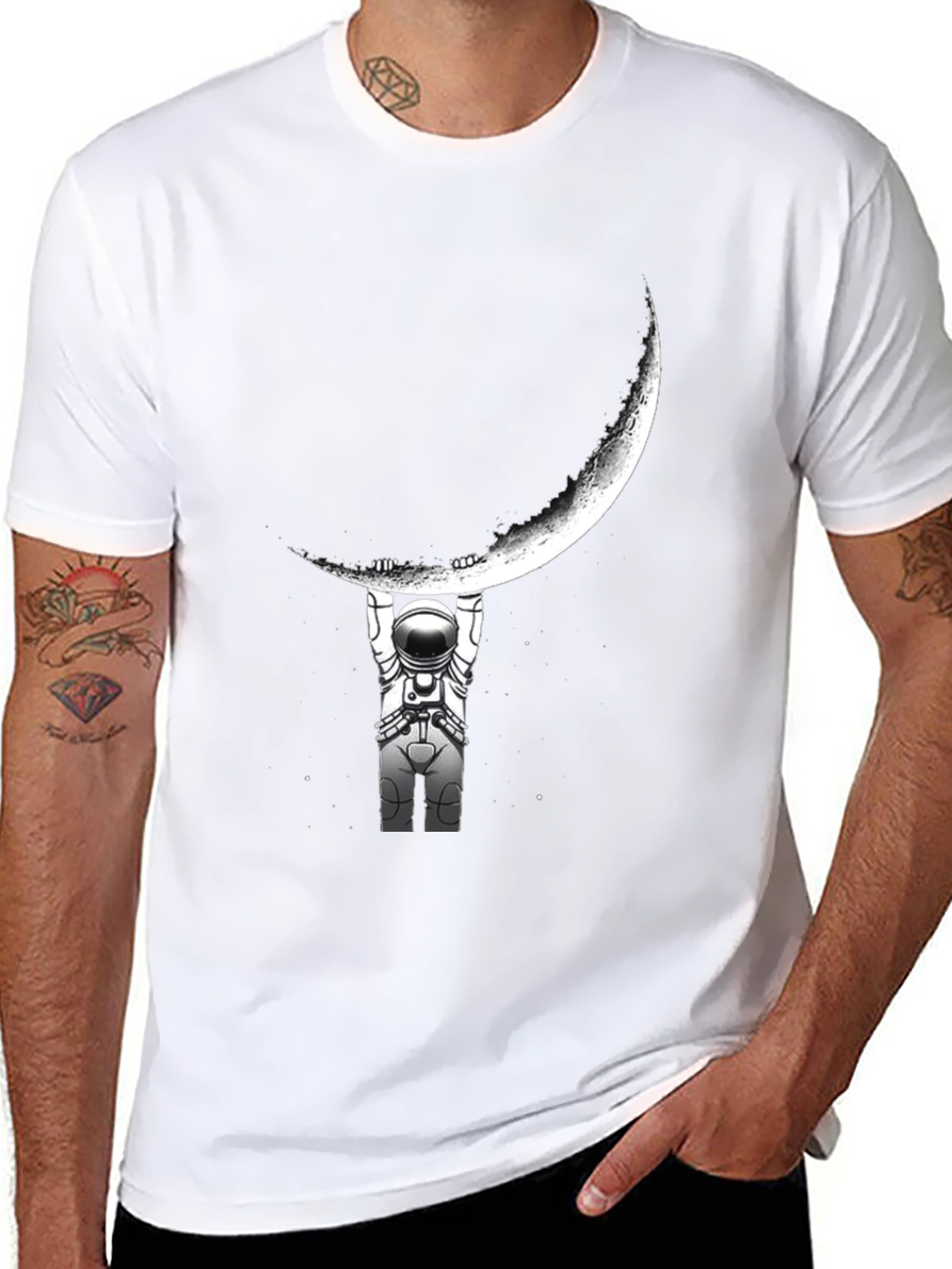 Astronaut Moon Lift Graphic T-Shirt