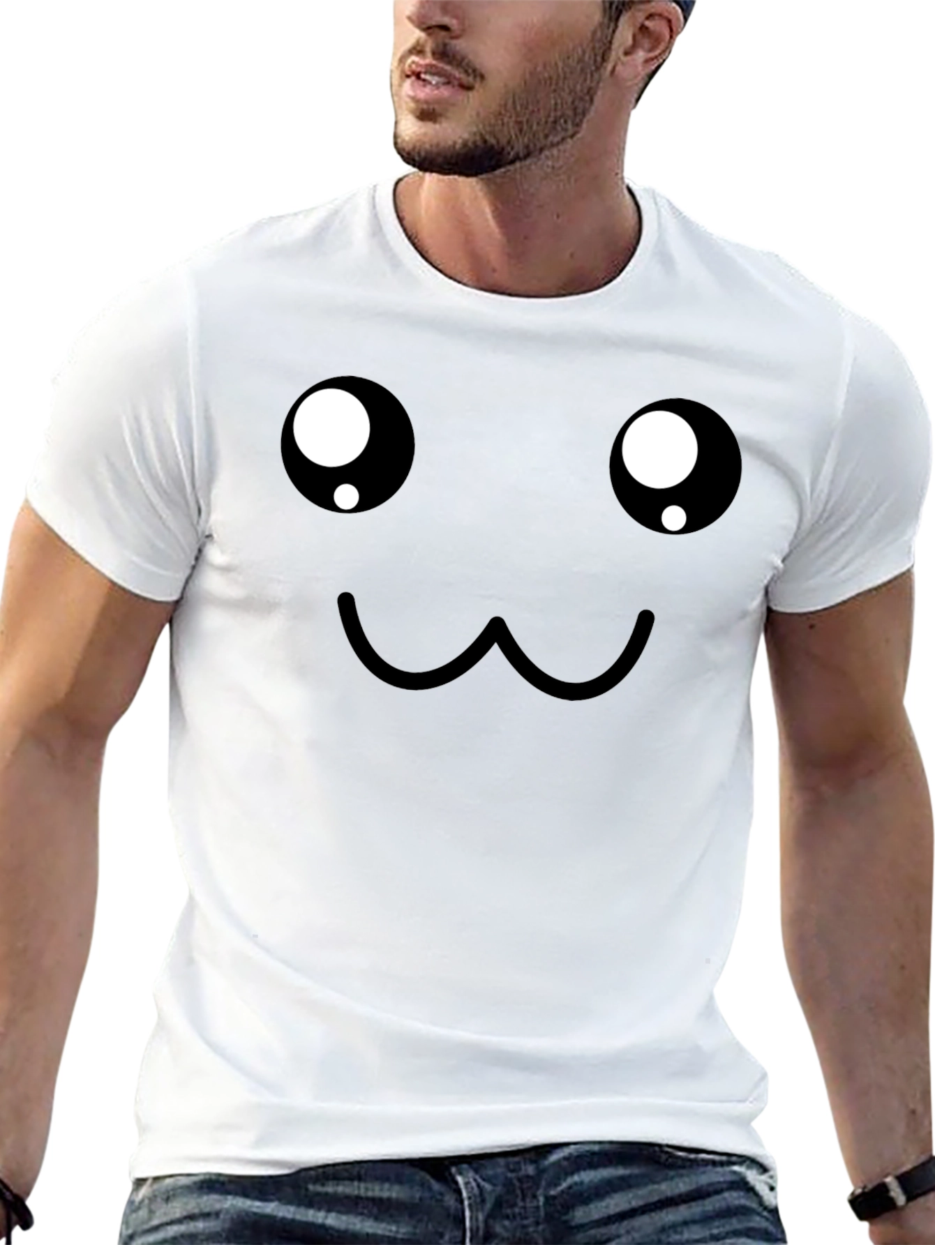 Cute Face Graphic Black T-Shirt