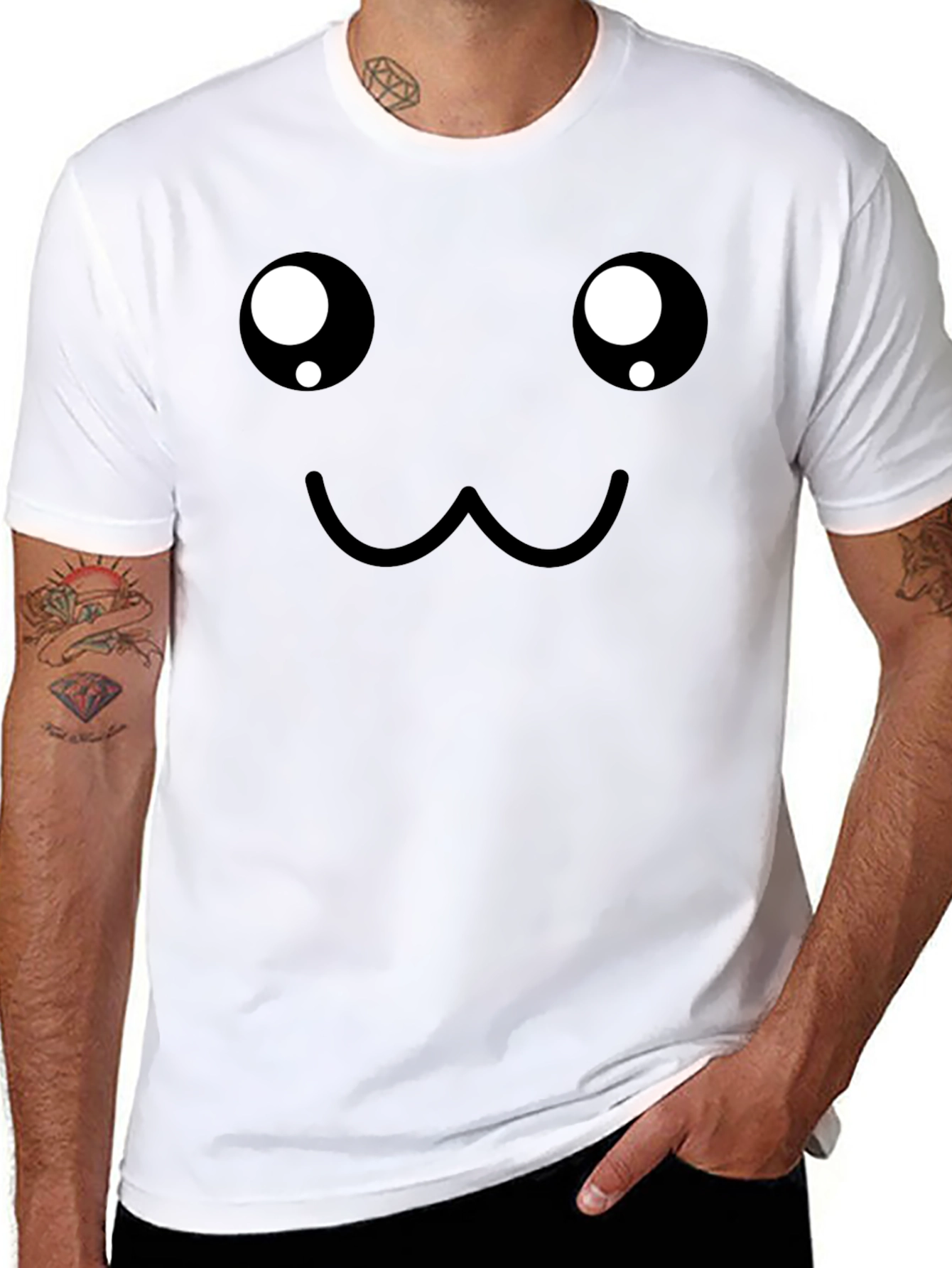 Cute Face Graphic Black T-Shirt