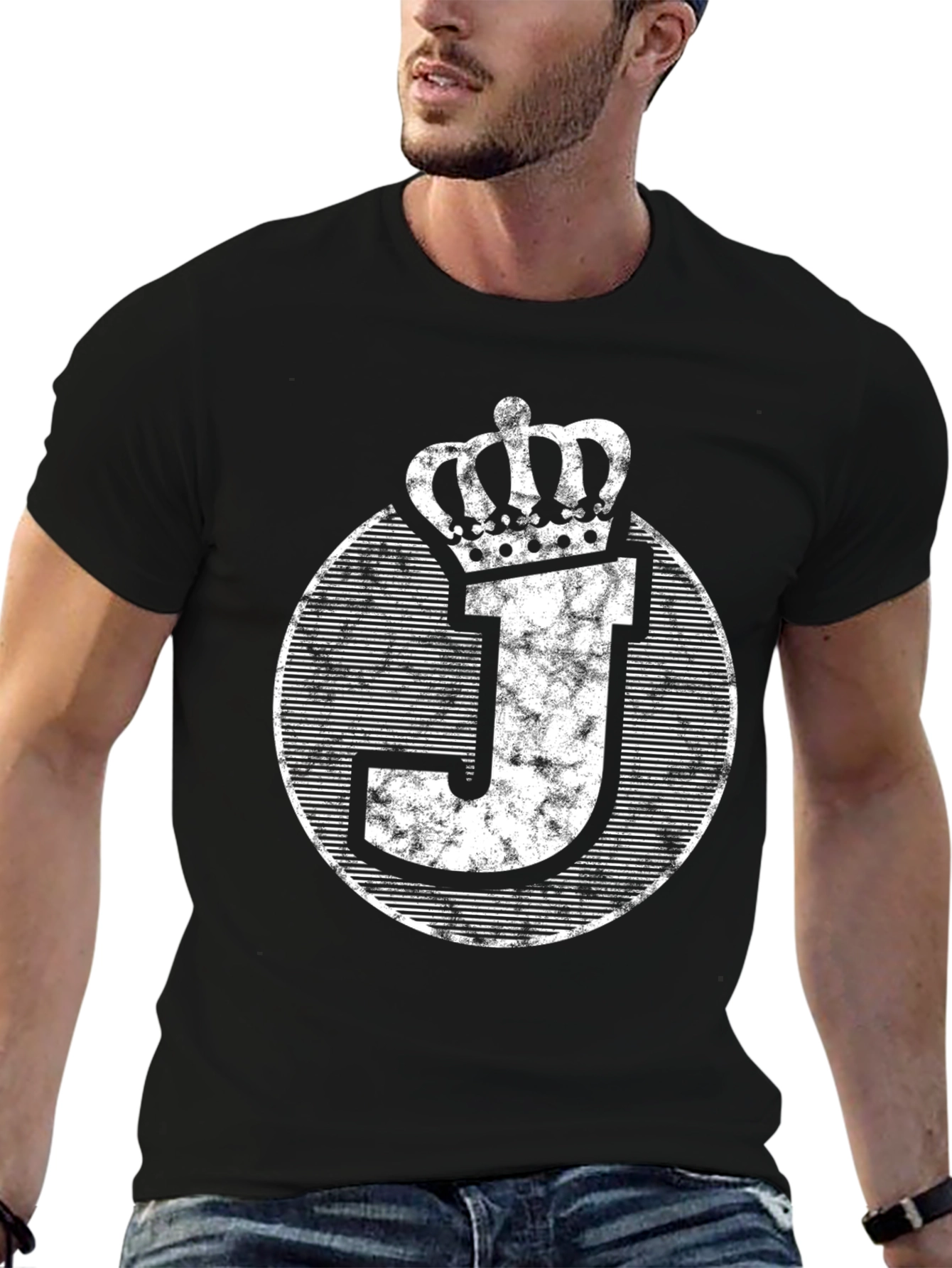 King J Graphic Tee - Black Cotton T-Shirt