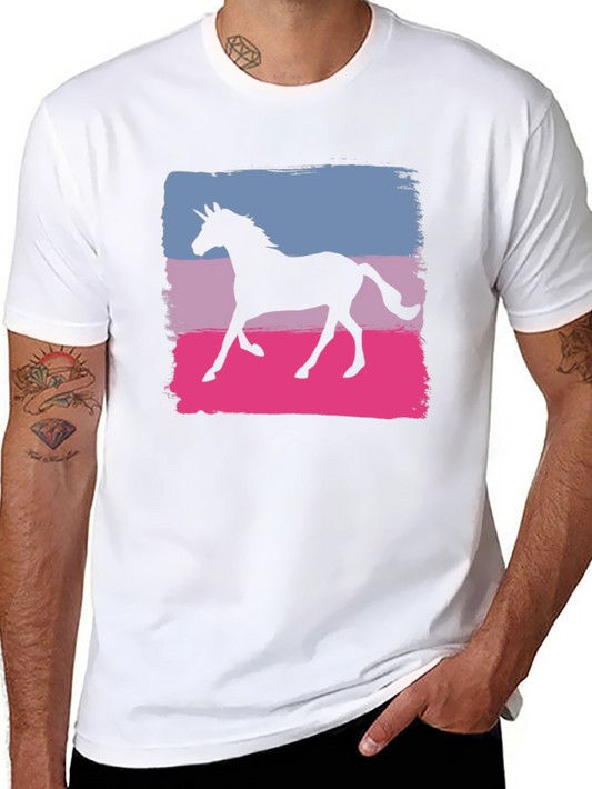 Unicorn Silhouette Graphic T-Shirt - Bold Color Block Design