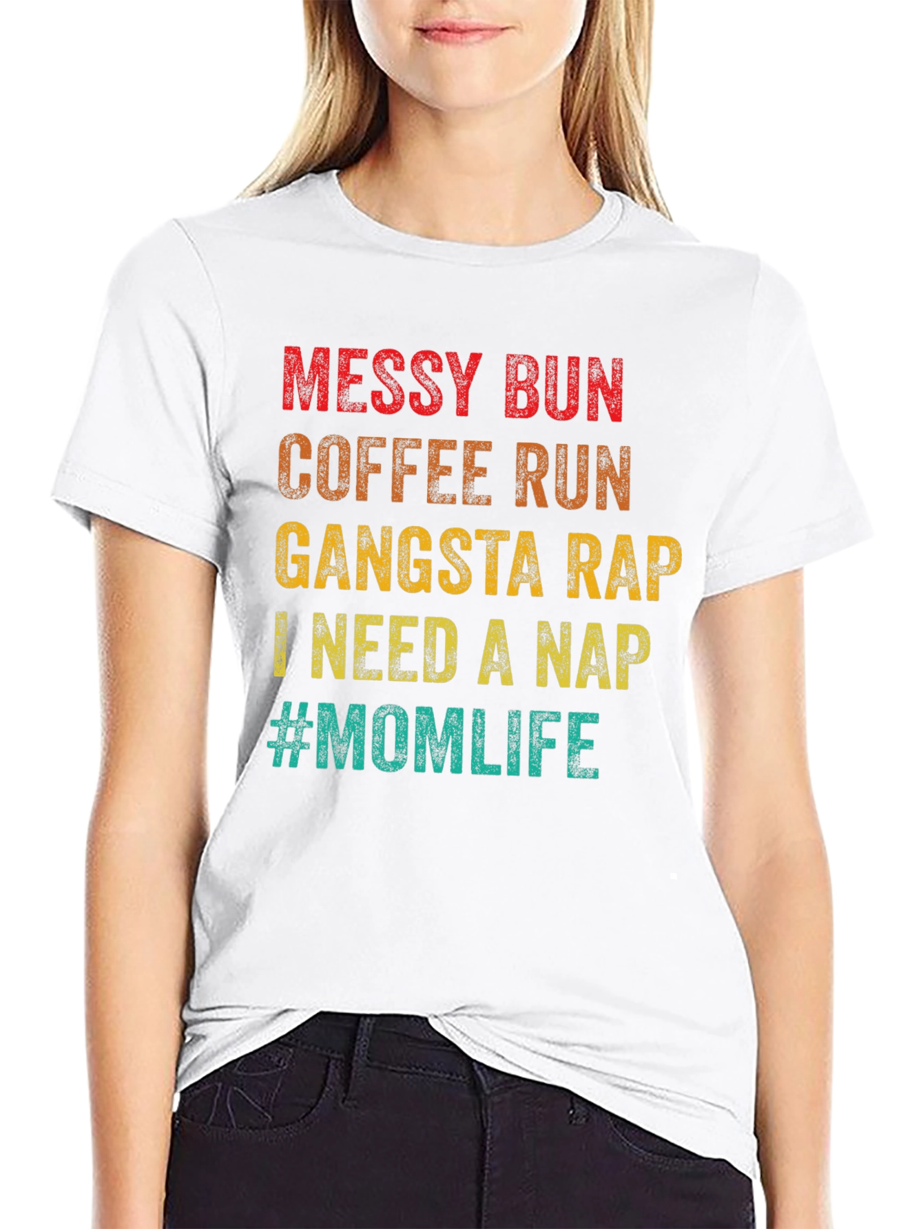 Messy Bun Mom Life Graphic T-Shirt