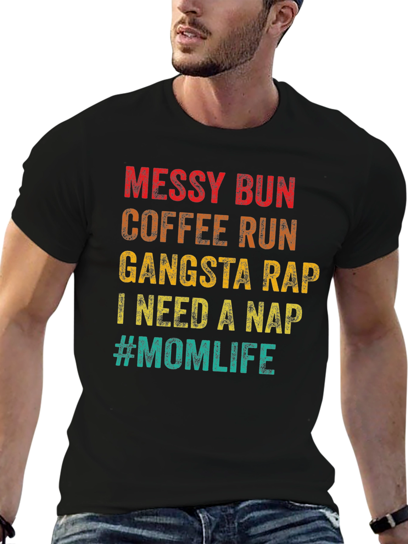 Messy Bun Mom Life Graphic T-Shirt