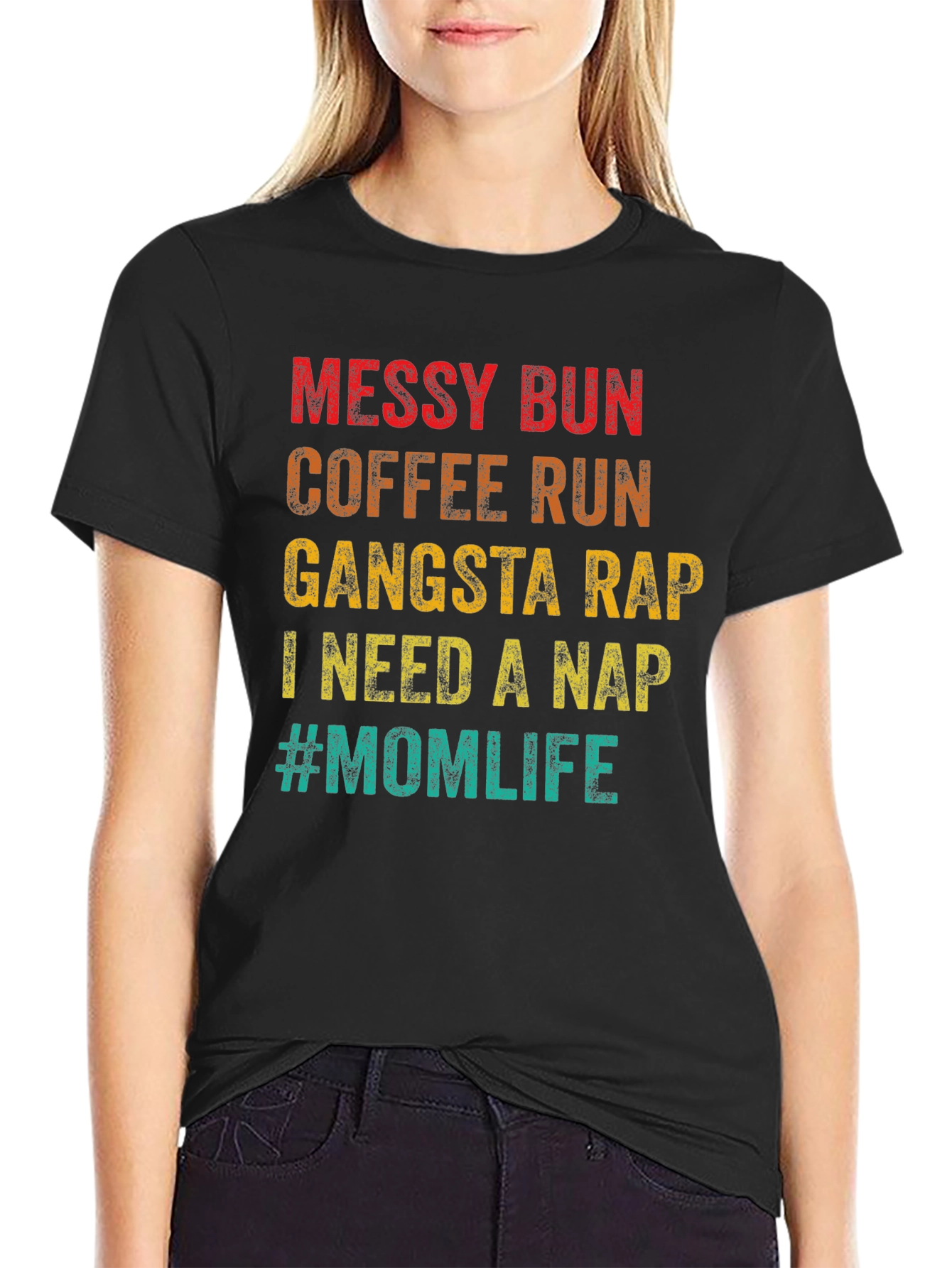 Messy Bun Mom Life Graphic T-Shirt