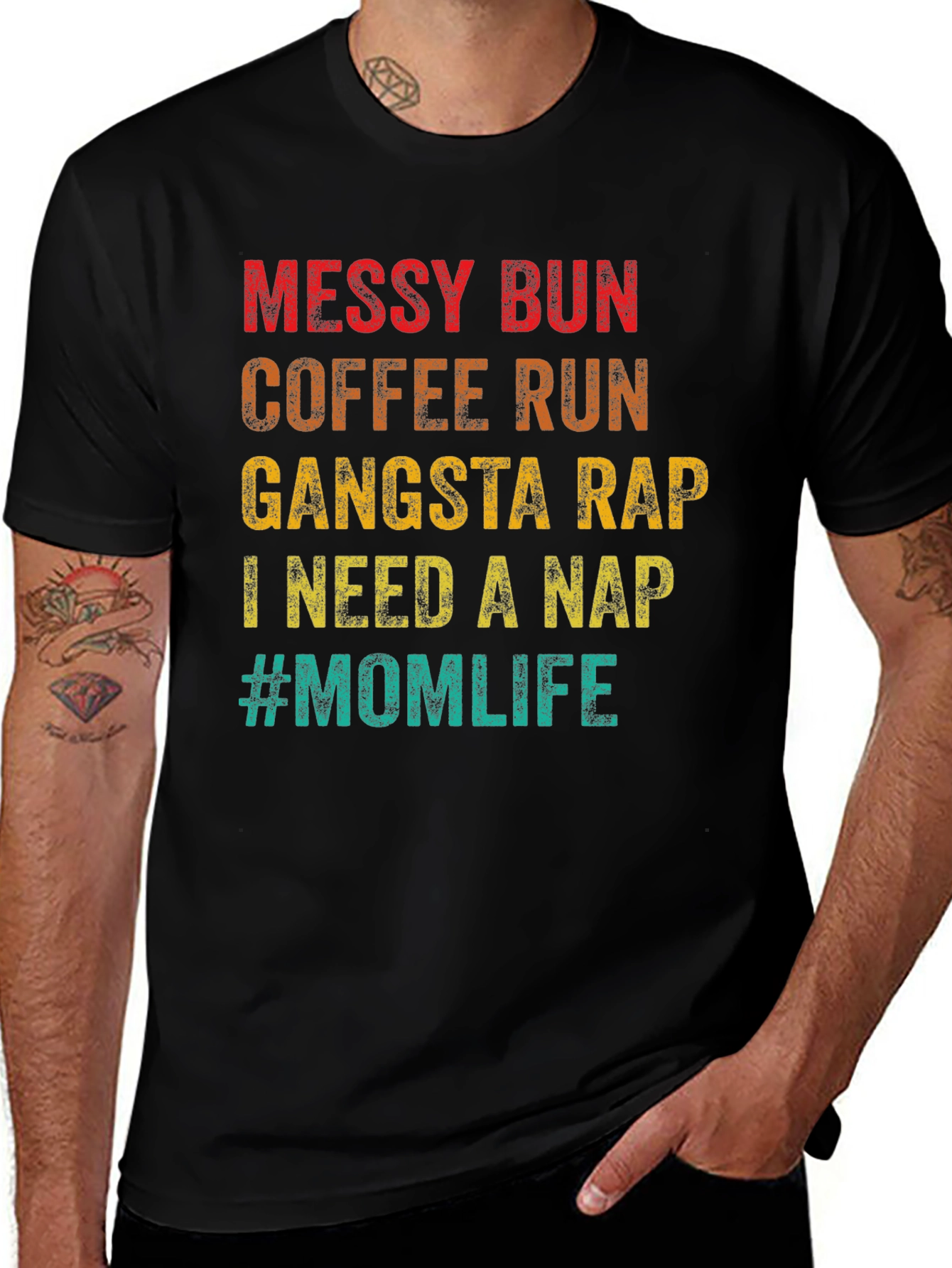 Messy Bun Mom Life Graphic T-Shirt