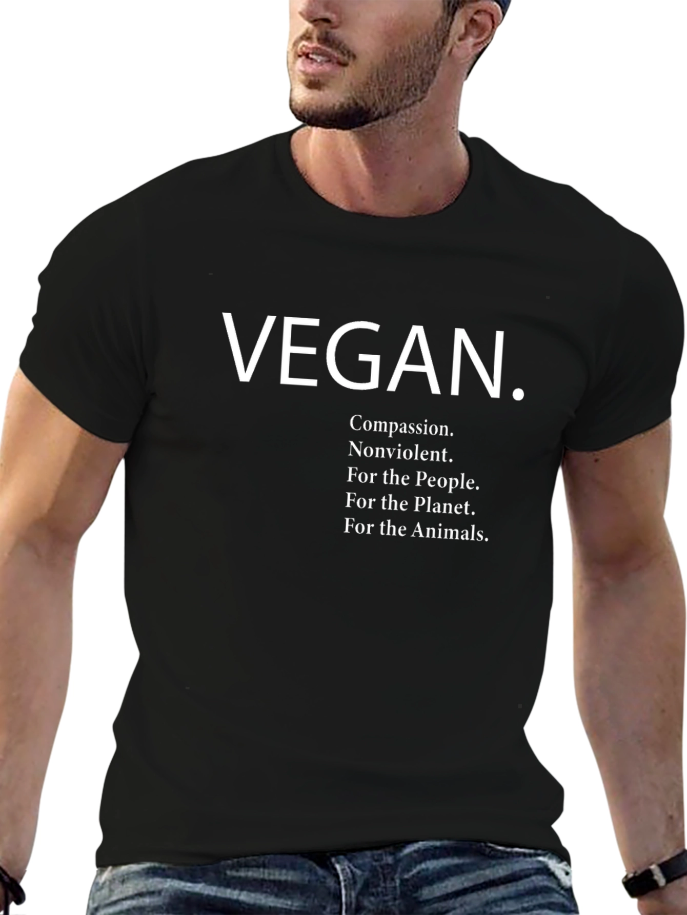 Vegan Graphic Tee - Compassion Nonviolence Planet Animals