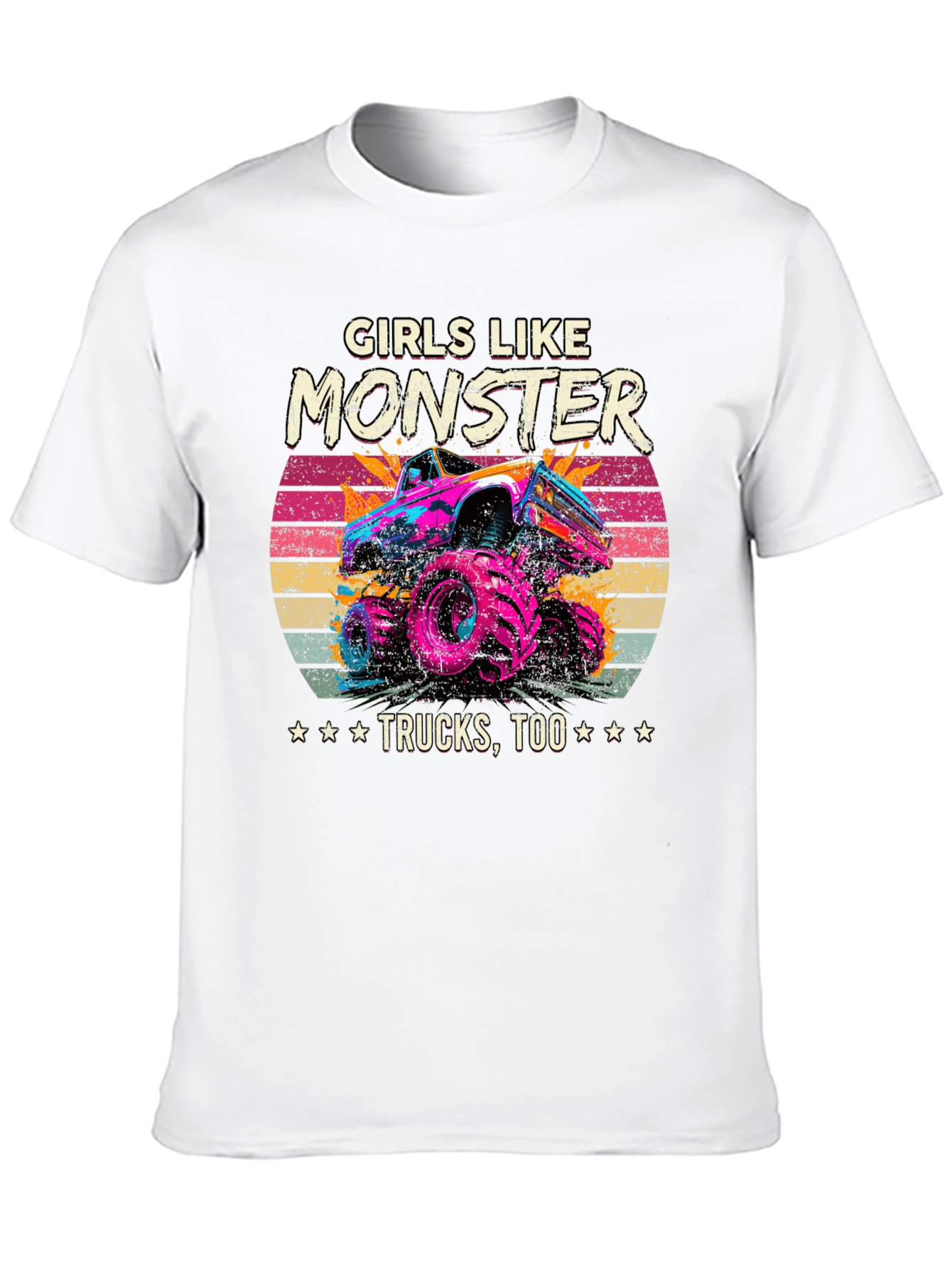 Girls Like Monster Trucks Tee - Retro Design