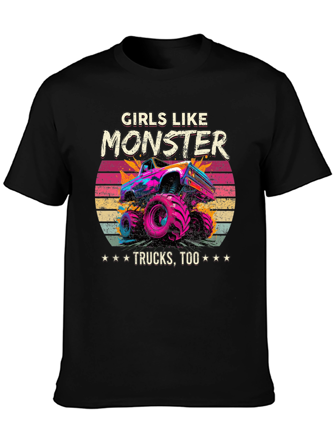 Girls Like Monster Trucks Tee - Retro Design