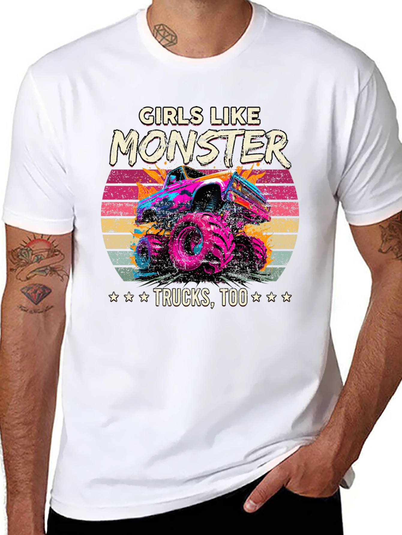 Girls Like Monster Trucks Tee - Retro Design