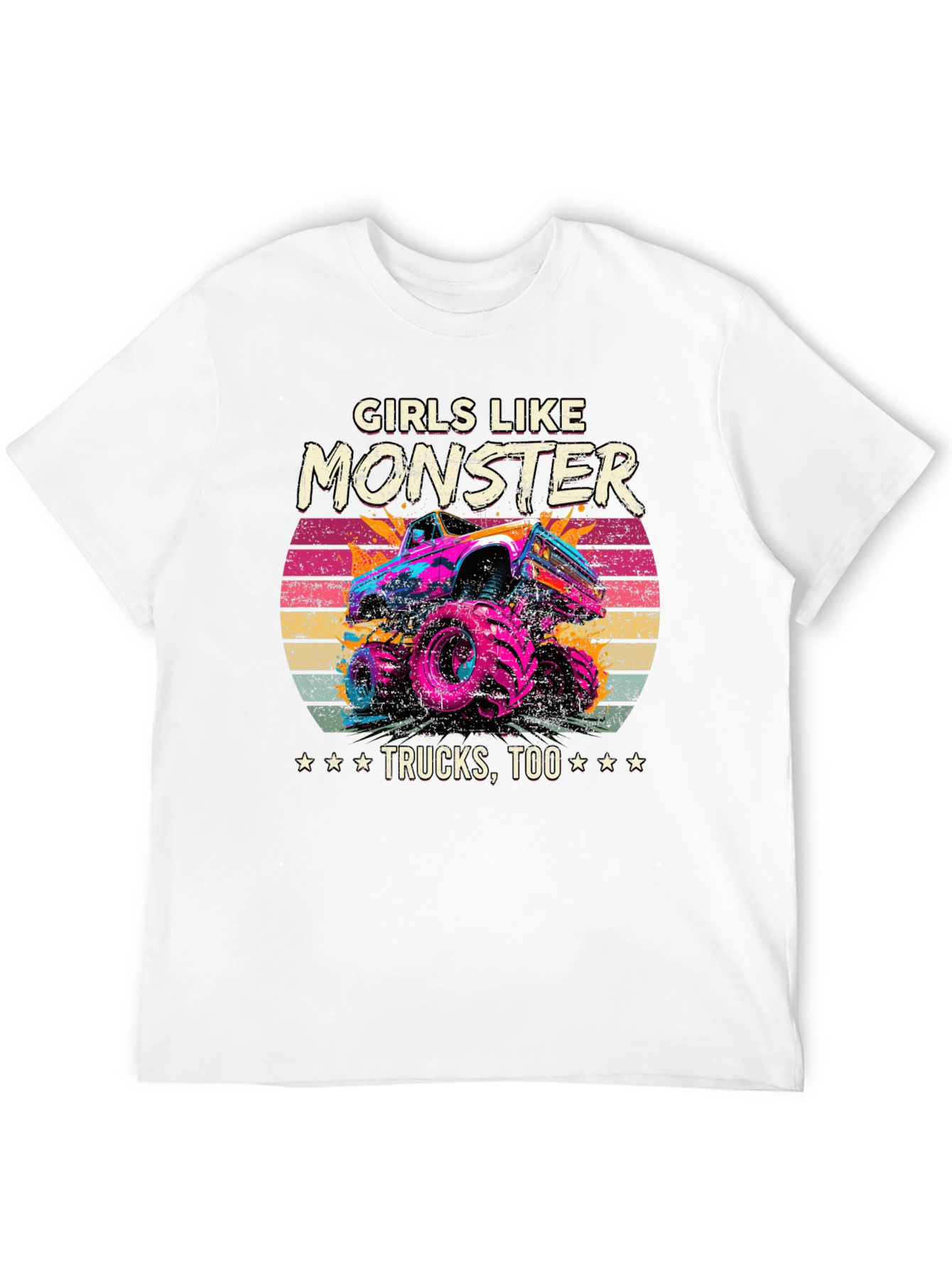Girls Like Monster Trucks Tee - Retro Design