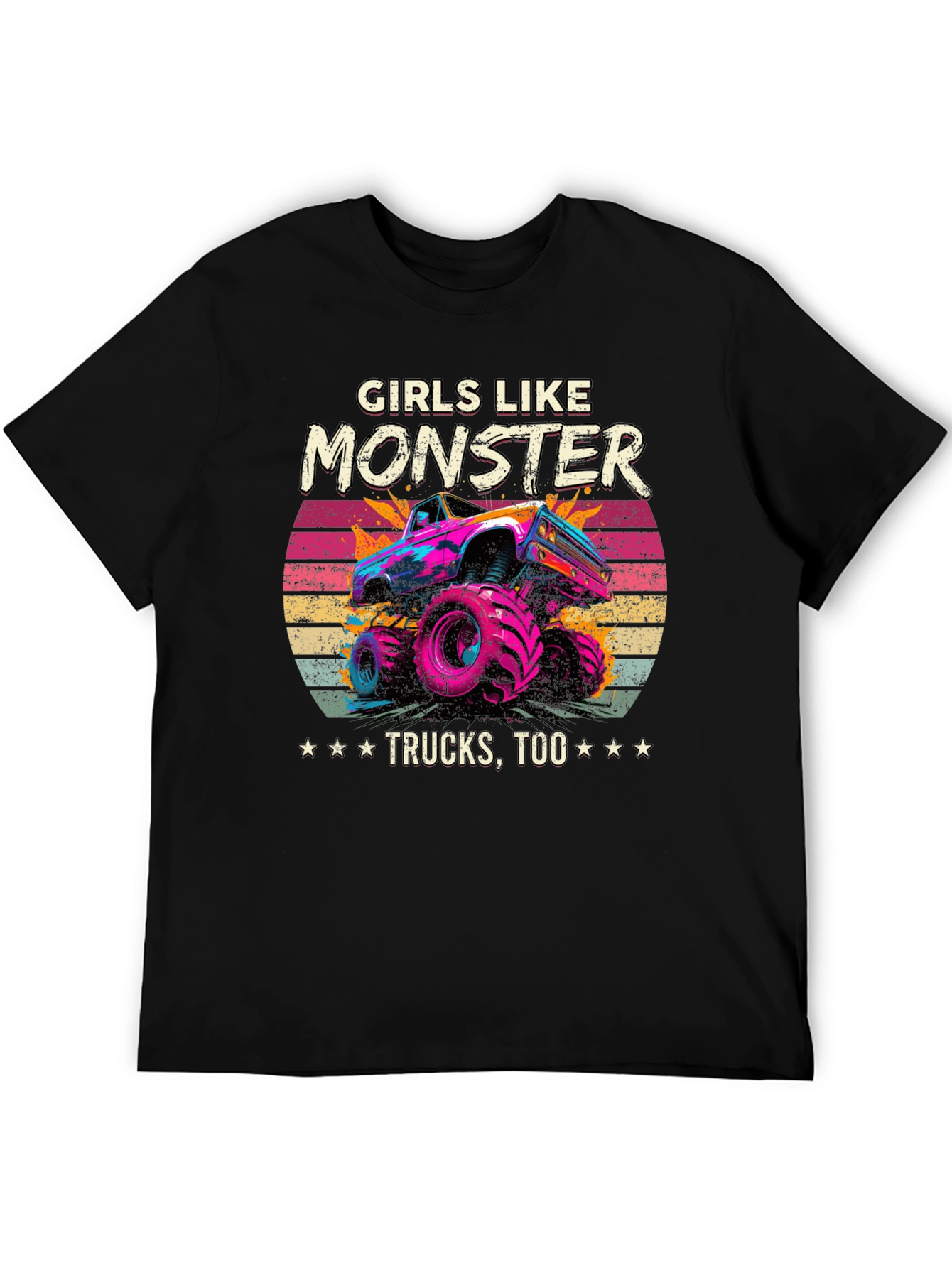 Girls Like Monster Trucks Tee - Retro Design