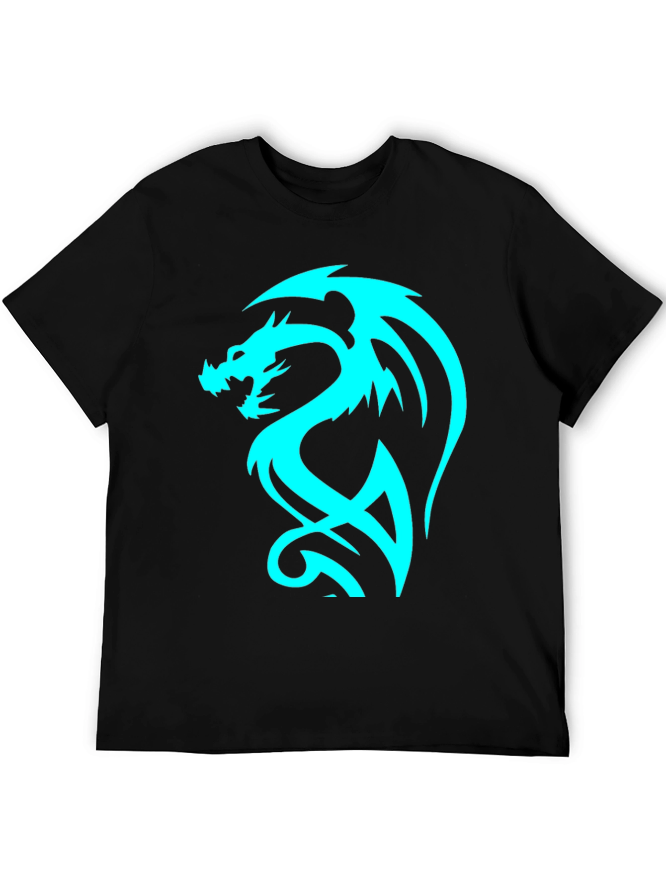 Dragon Graphic Tee - Cool Blue Print on Black