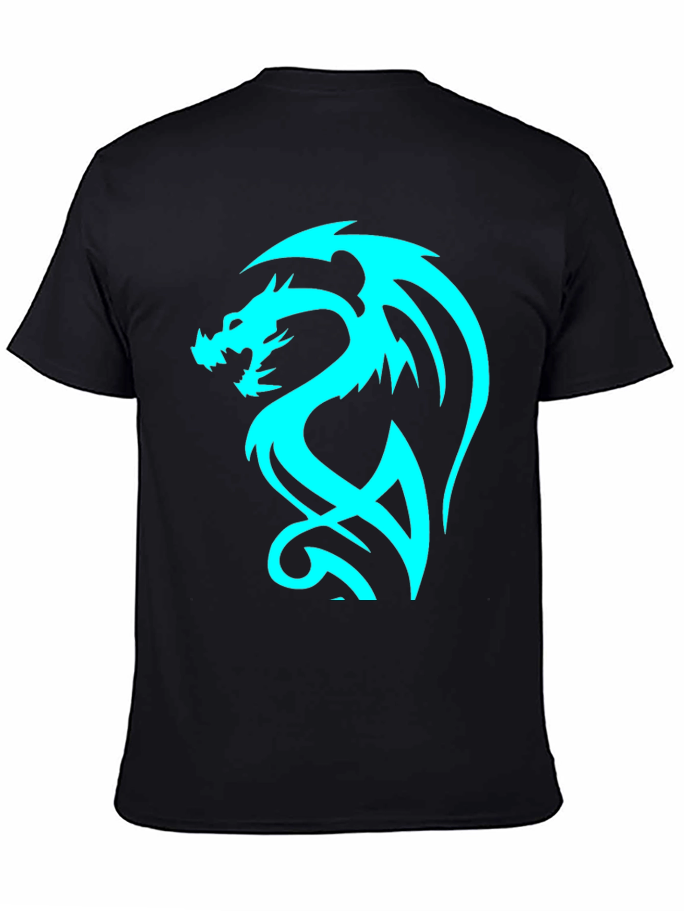 Dragon Graphic Tee - Cool Blue Print on Black