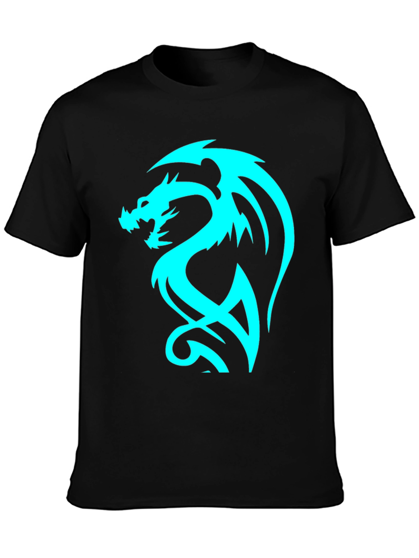 Dragon Graphic Tee - Cool Blue Print on Black