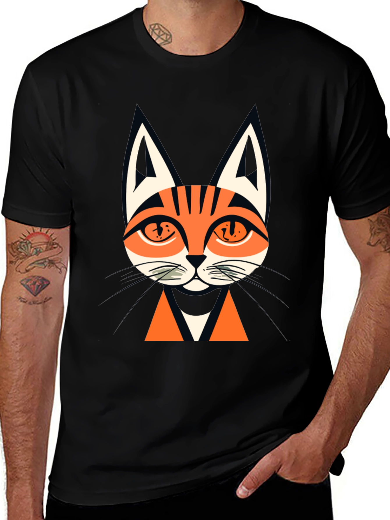 Mens Black Cat Graphic Tee