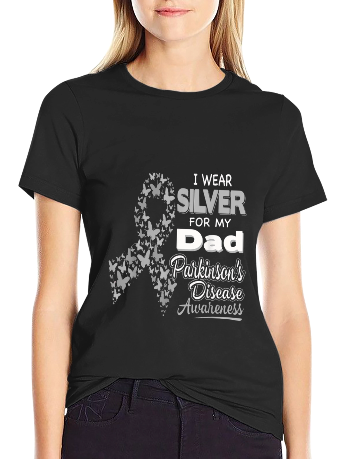 Parkinsons Awareness T-Shirt: Wear Silver For My Dad