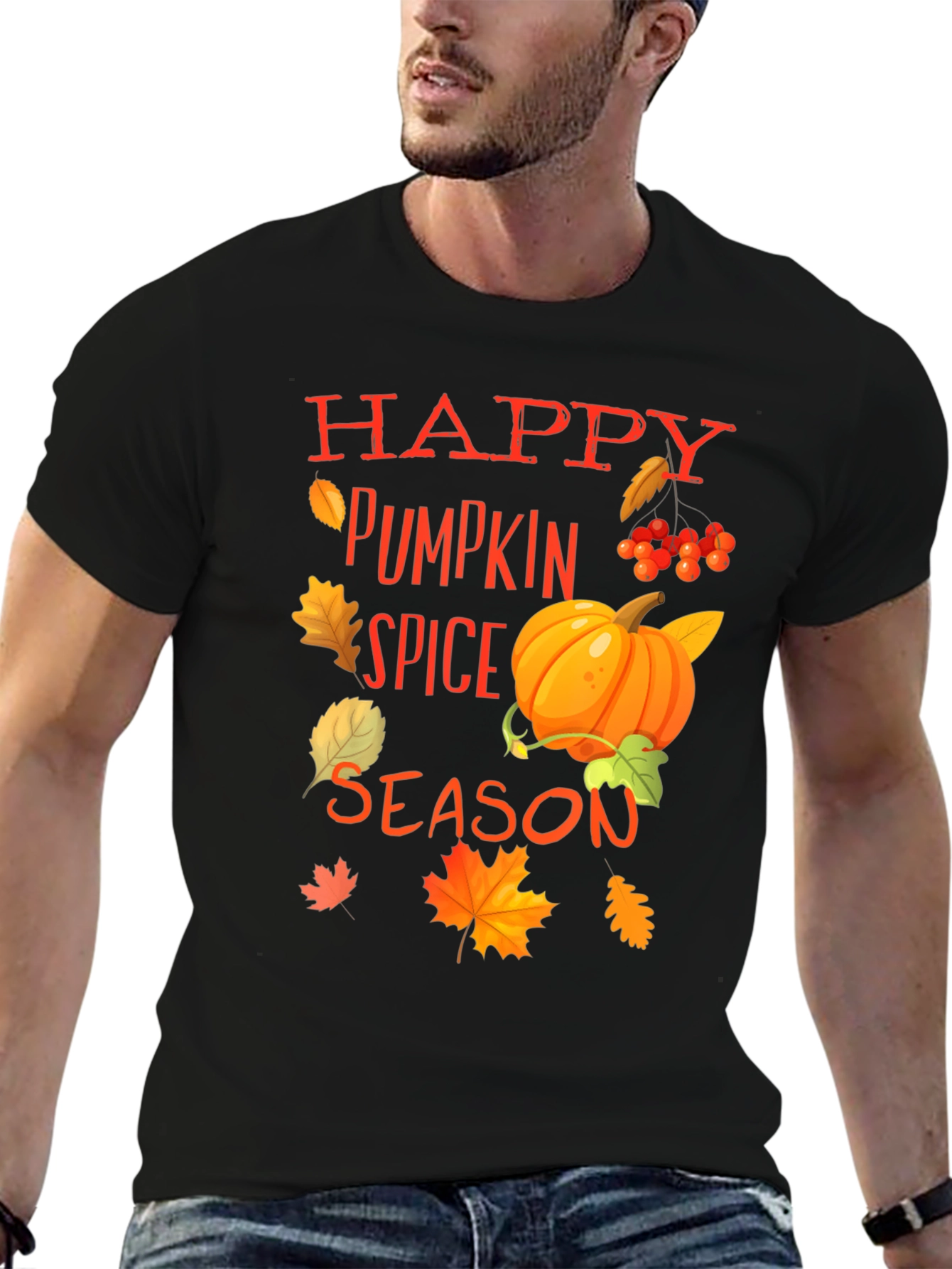 Happy Pumpkin Spice Season Graphic Tee - Black