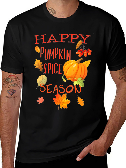 Happy Pumpkin Spice Season Graphic Tee - Black