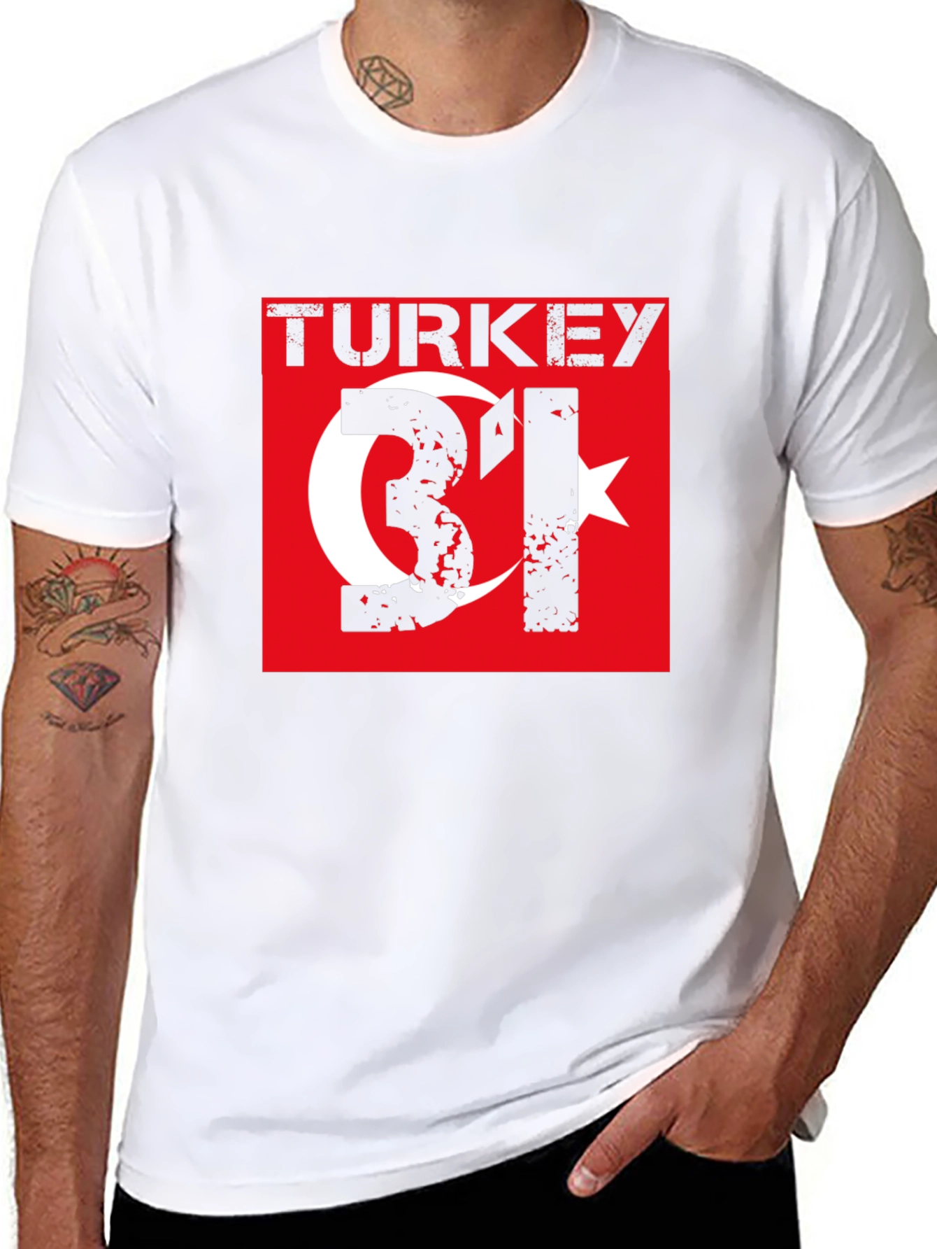 Turkey Flag Graphic T-Shirt - Distressed Style