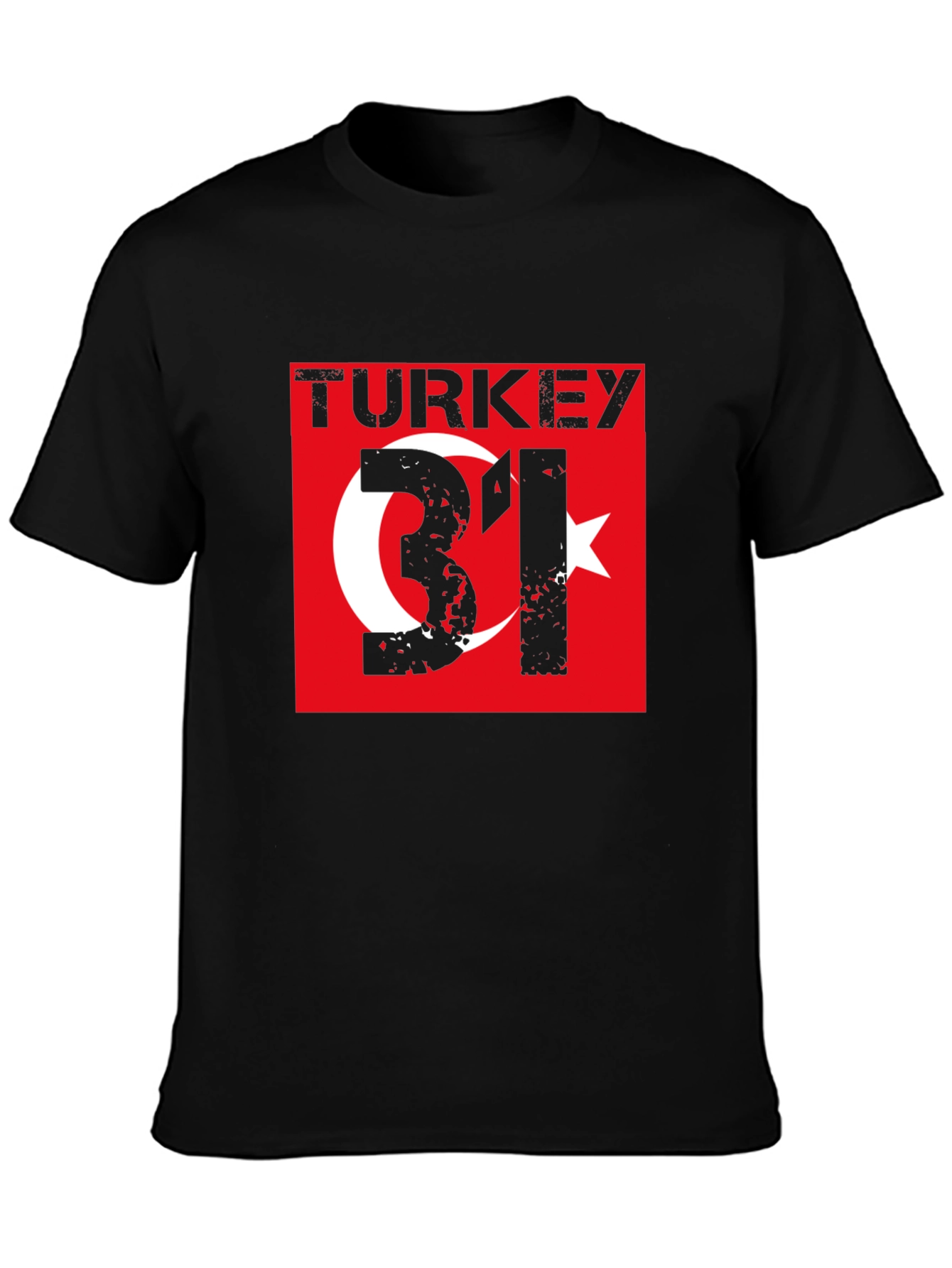 Turkey Flag Graphic T-Shirt - Distressed Style