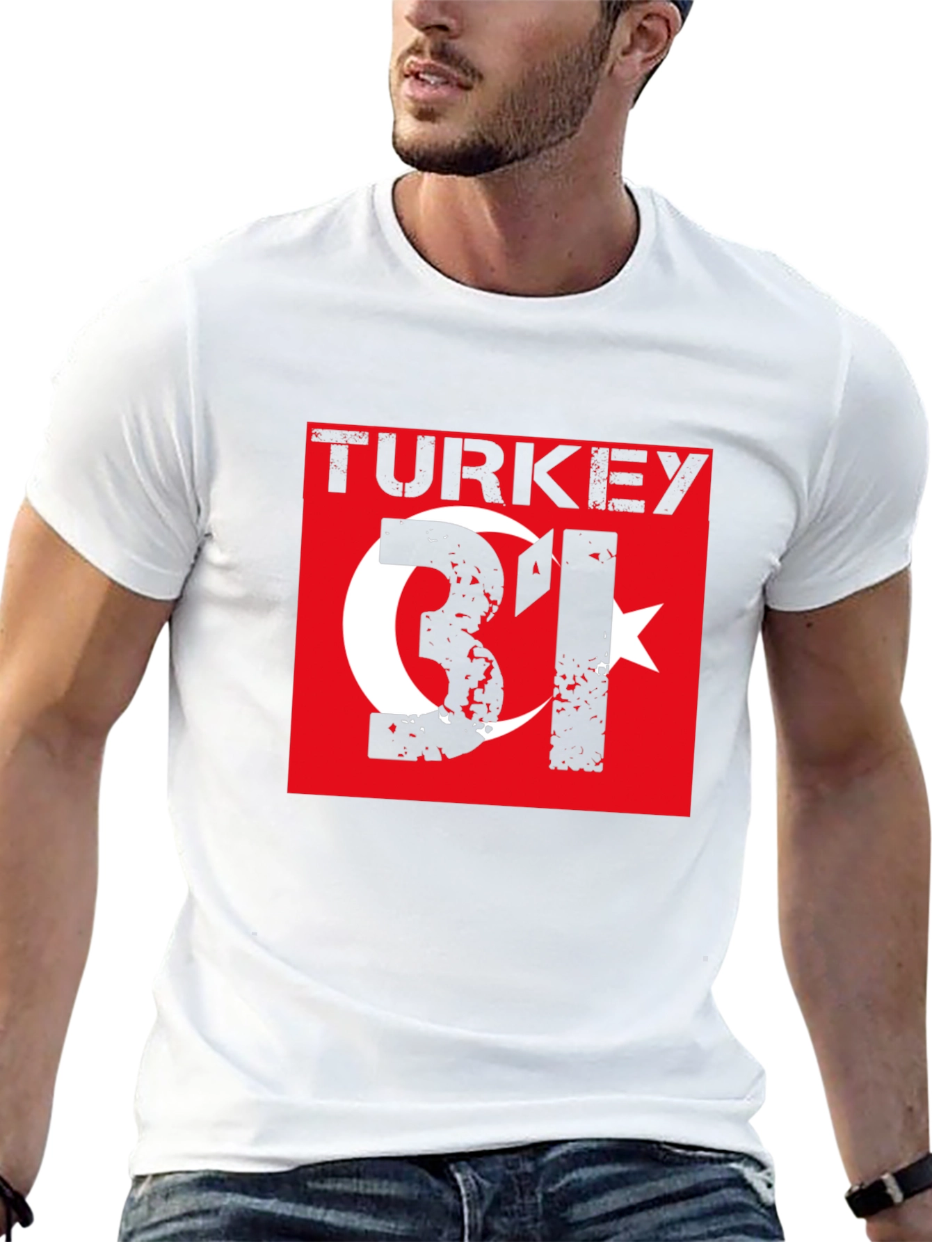 Turkey Flag Graphic T-Shirt - Distressed Style