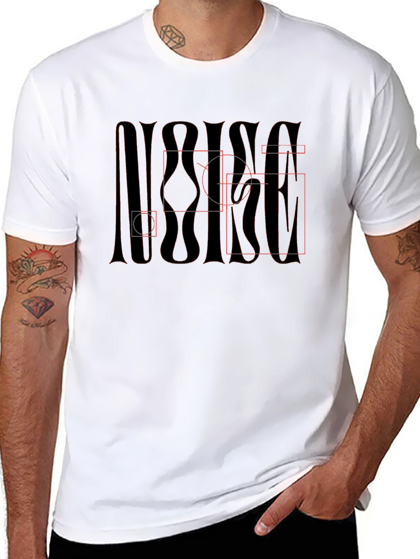 Abstract Graphic Tee - Mens Black Cotton T-Shirt