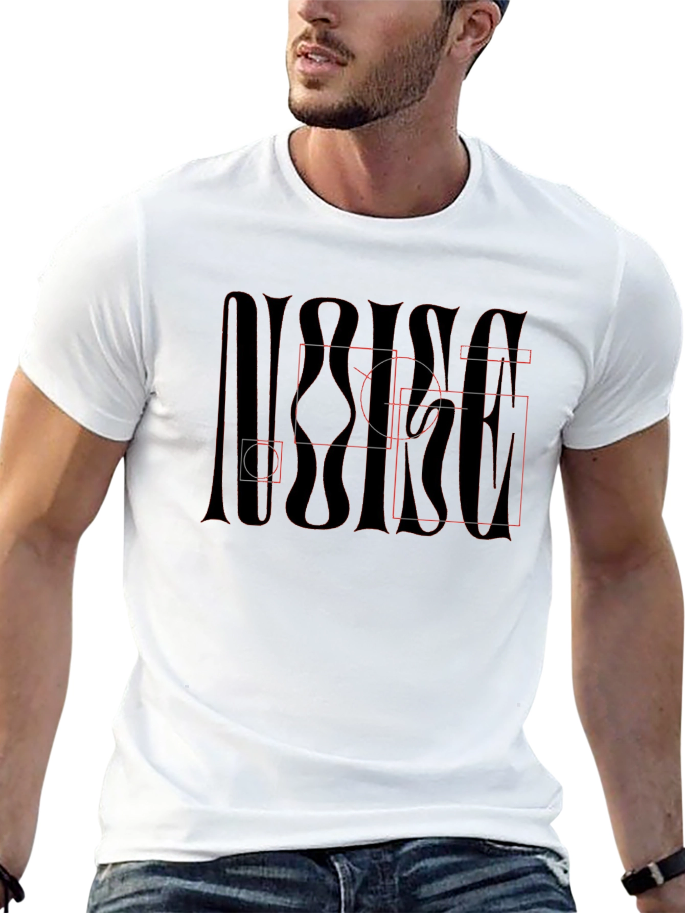 Abstract Graphic Tee - Mens Black Cotton T-Shirt
