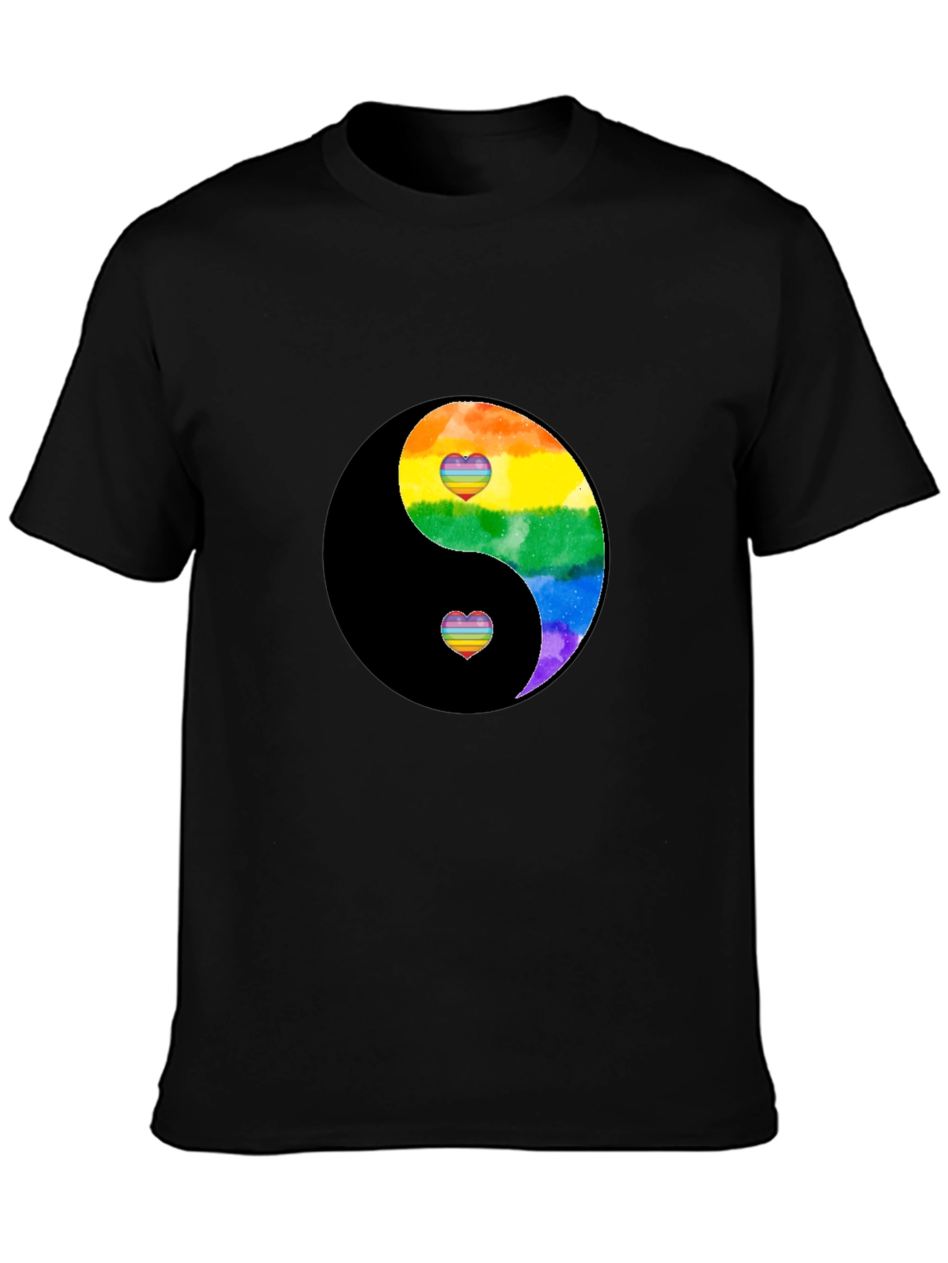 Yin Yang Rainbow Heart Graphic Tee