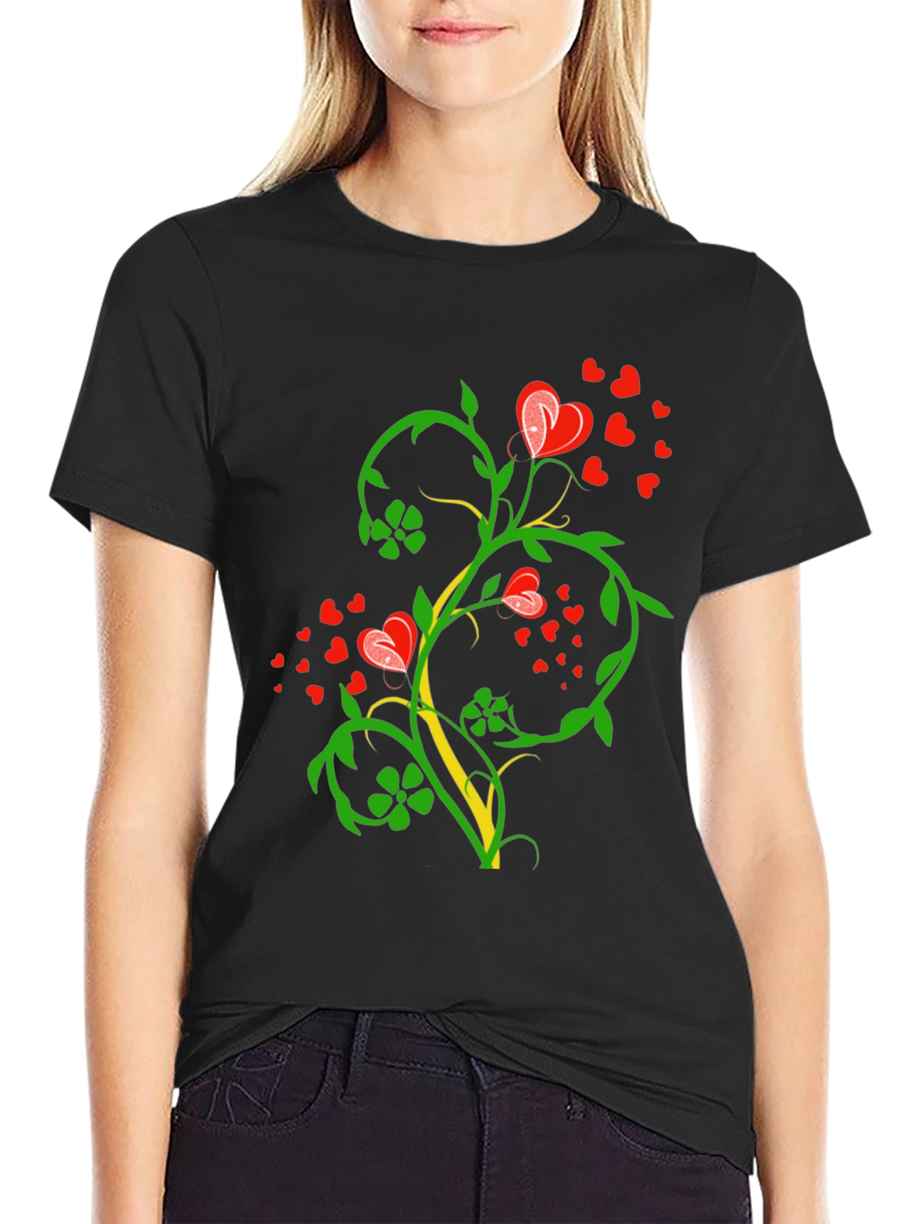 Heart Vine Black Tee