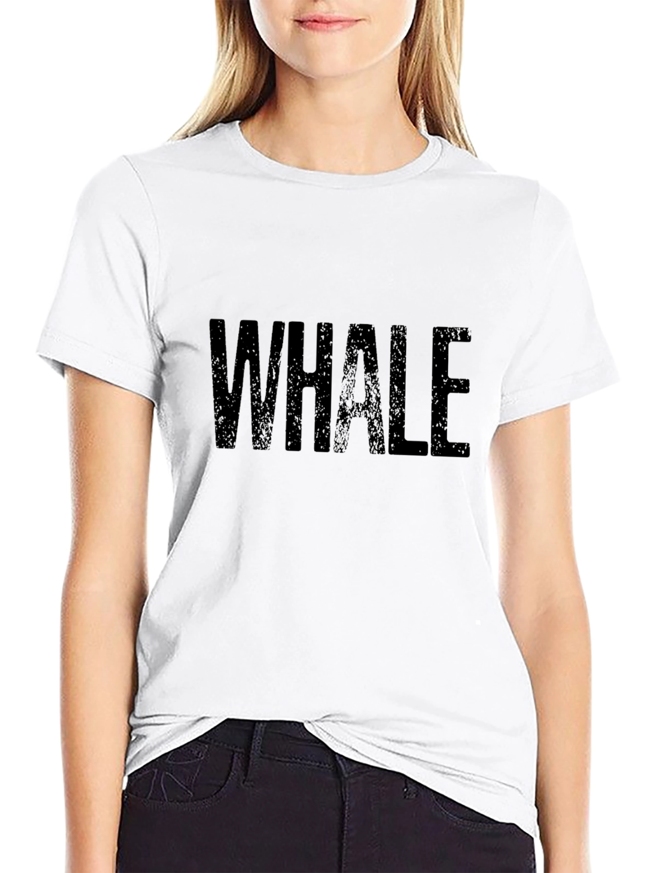 Whale Graphic Print Black Tee