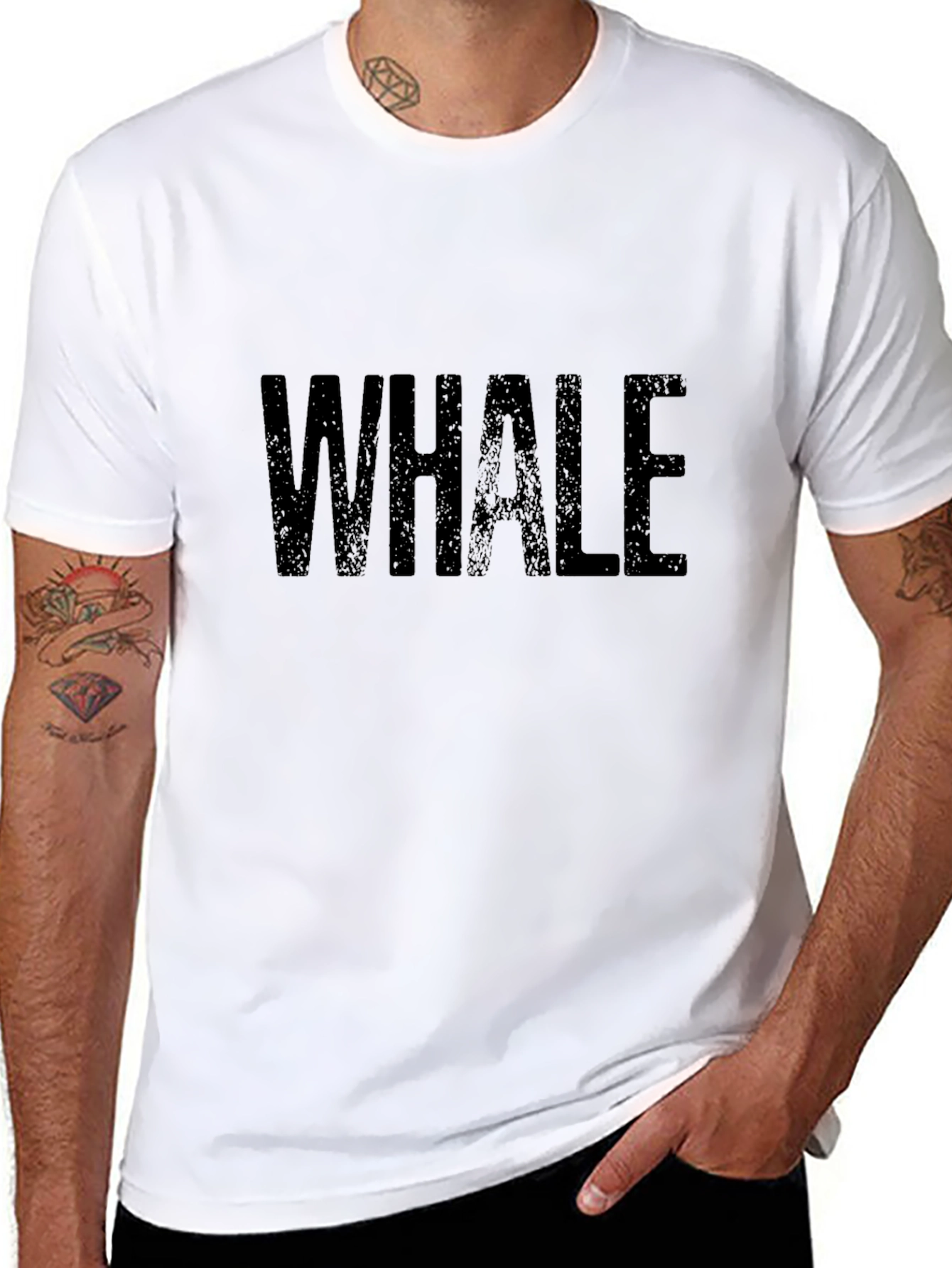 Whale Graphic Print Black Tee