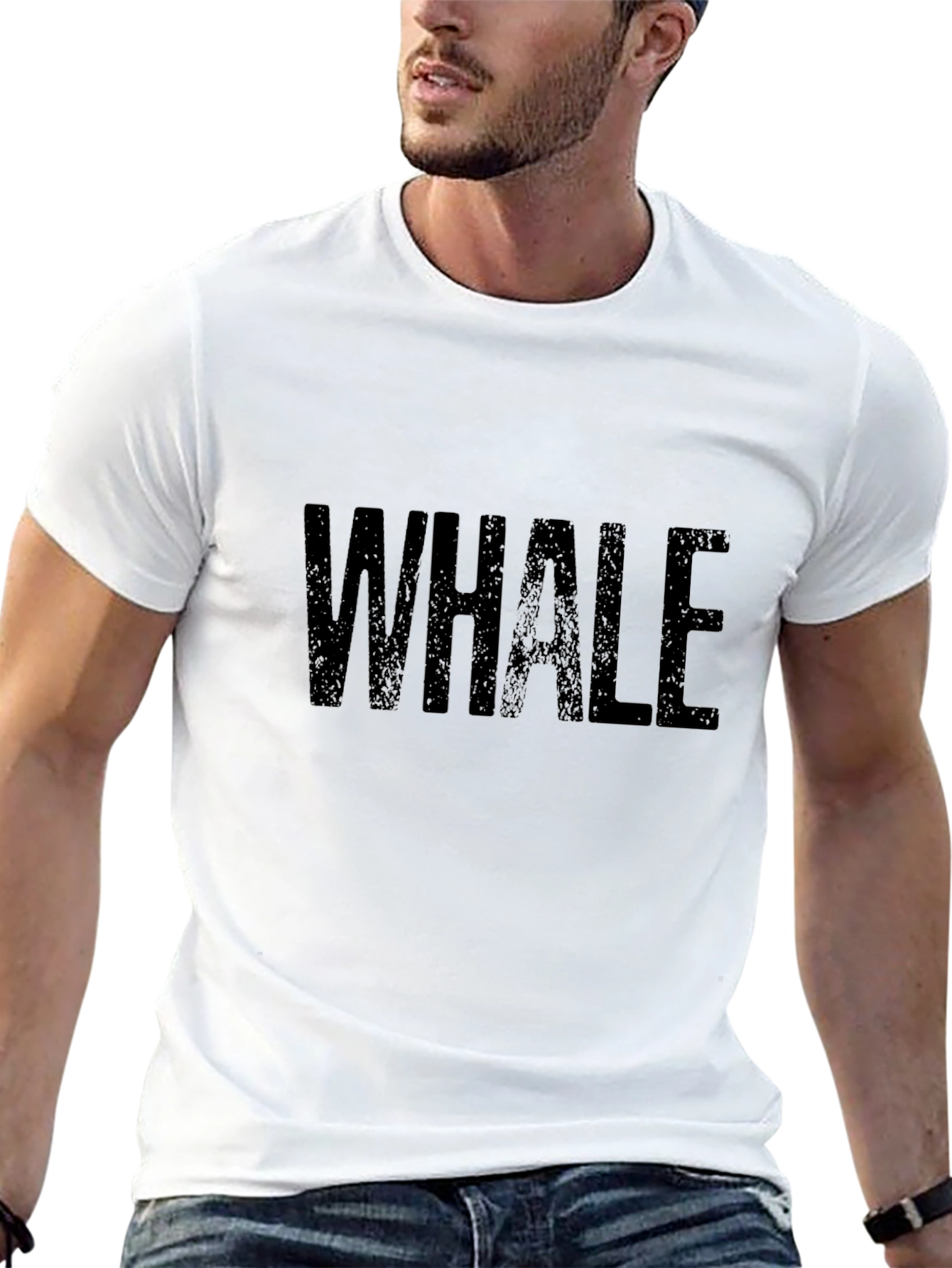 Whale Graphic Print Black Tee