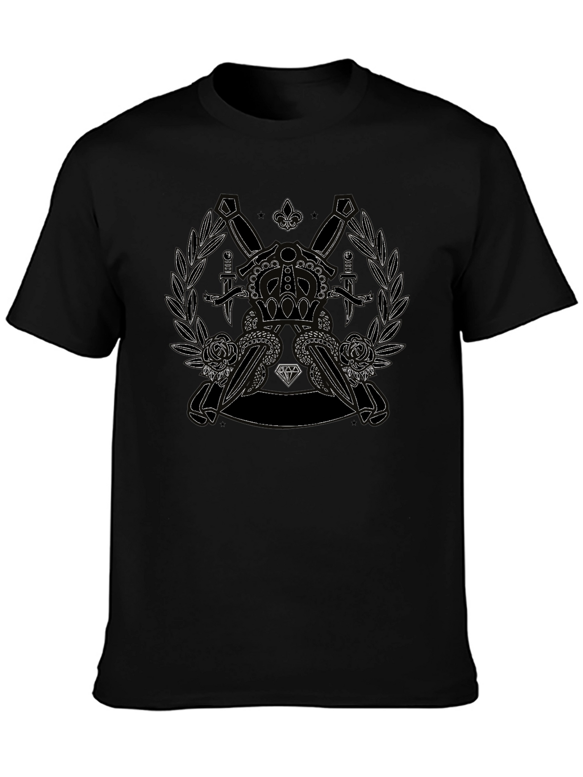 Crown Dagger Rose Graphic Tee - Classic Black