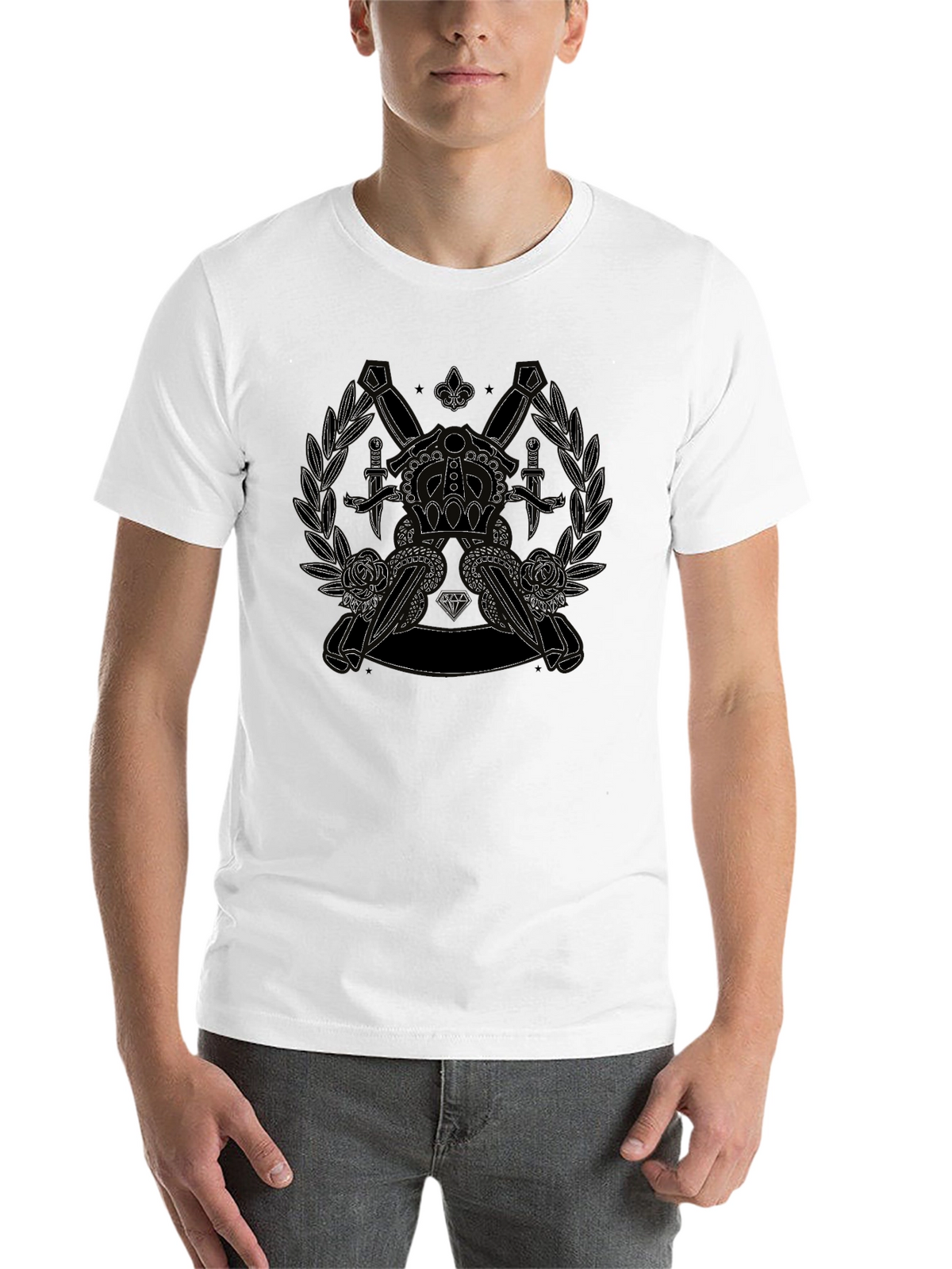 Crown Dagger Rose Graphic Tee - Classic Black