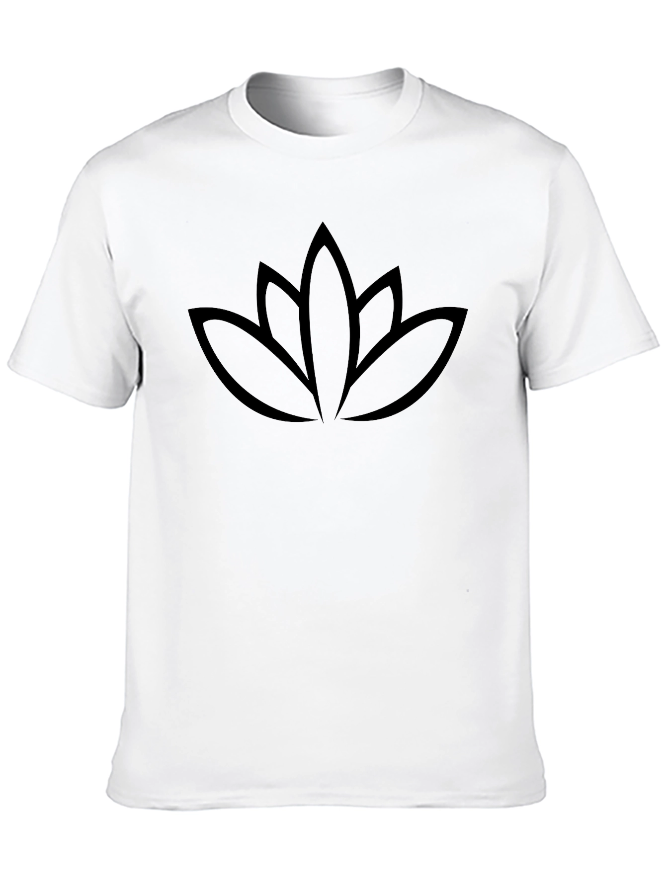 Minimalist Lotus Flower Graphic Black T-Shirt