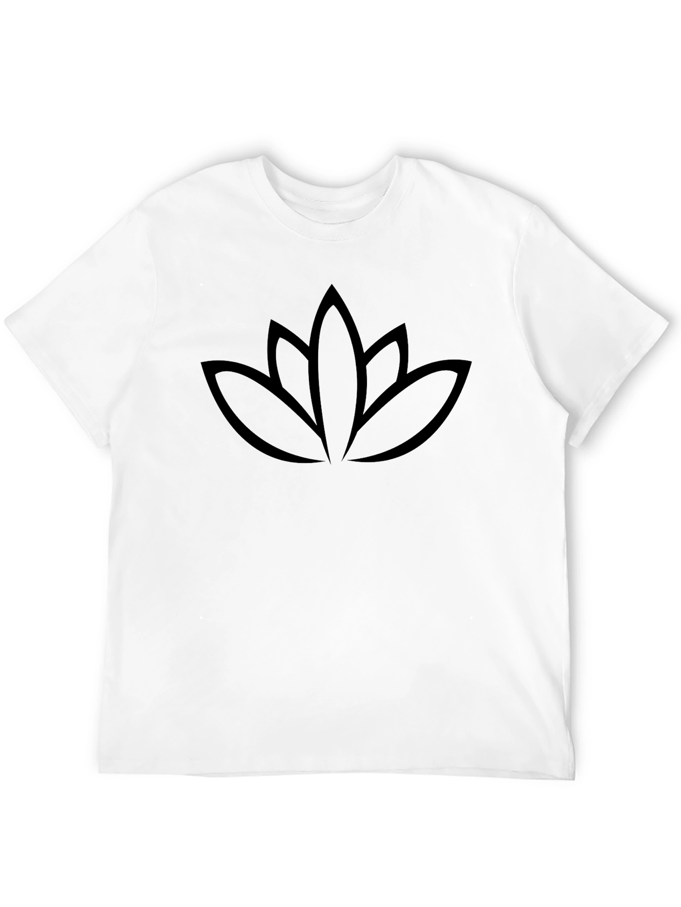 Minimalist Lotus Flower Graphic Black T-Shirt