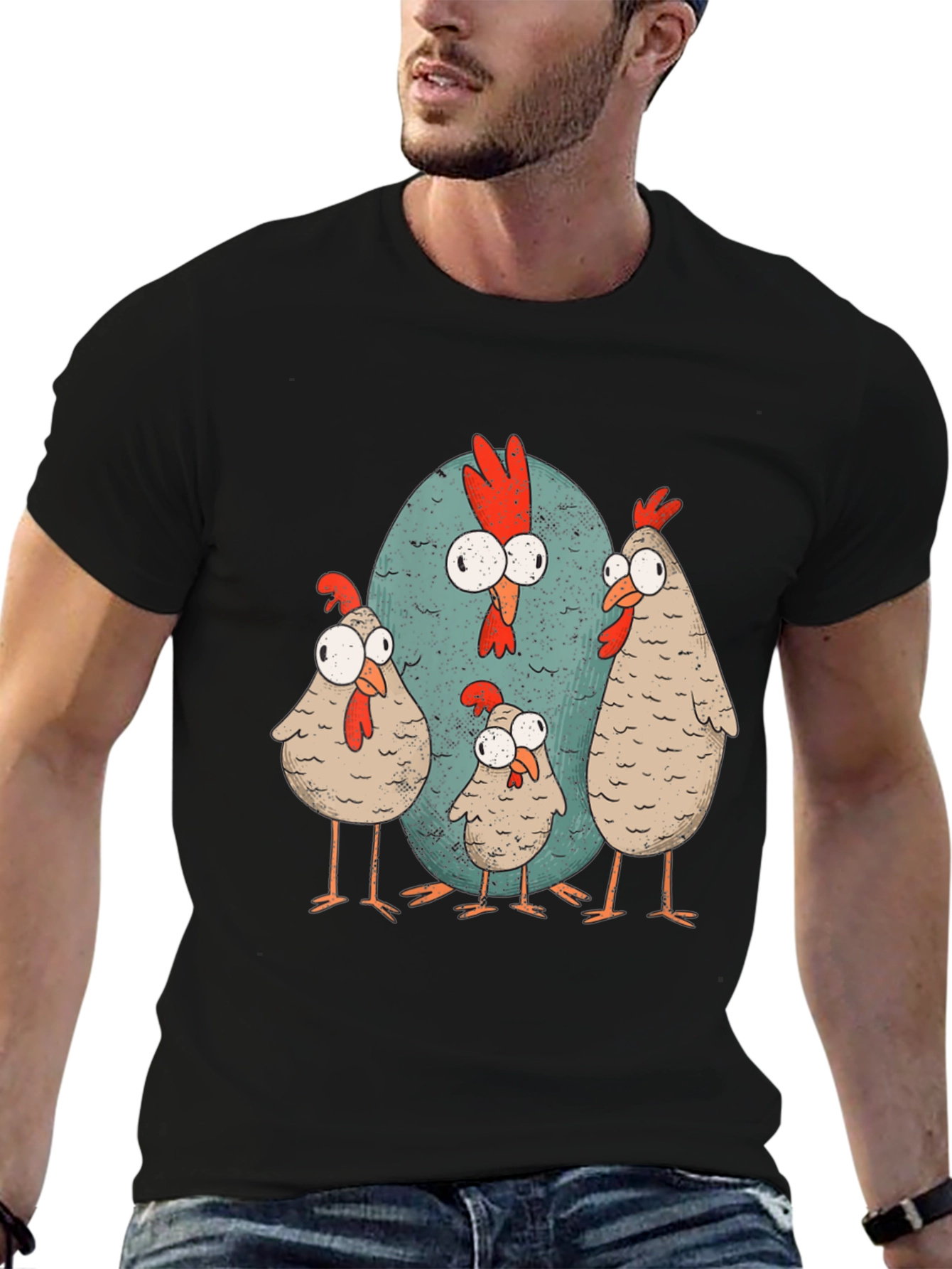 Funny Chicken Graphic Tee - Quirky Cartoon Design
