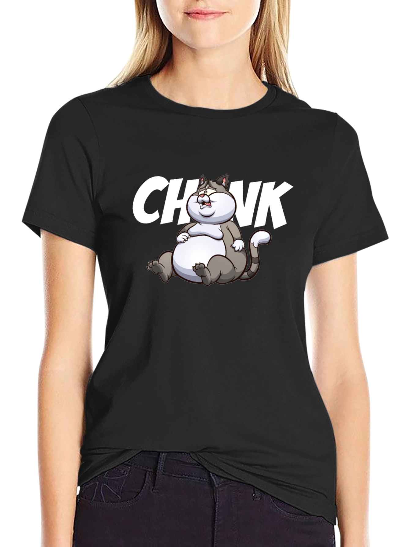 Chonk Cat Graphic T-Shirt - Black Cotton Tee