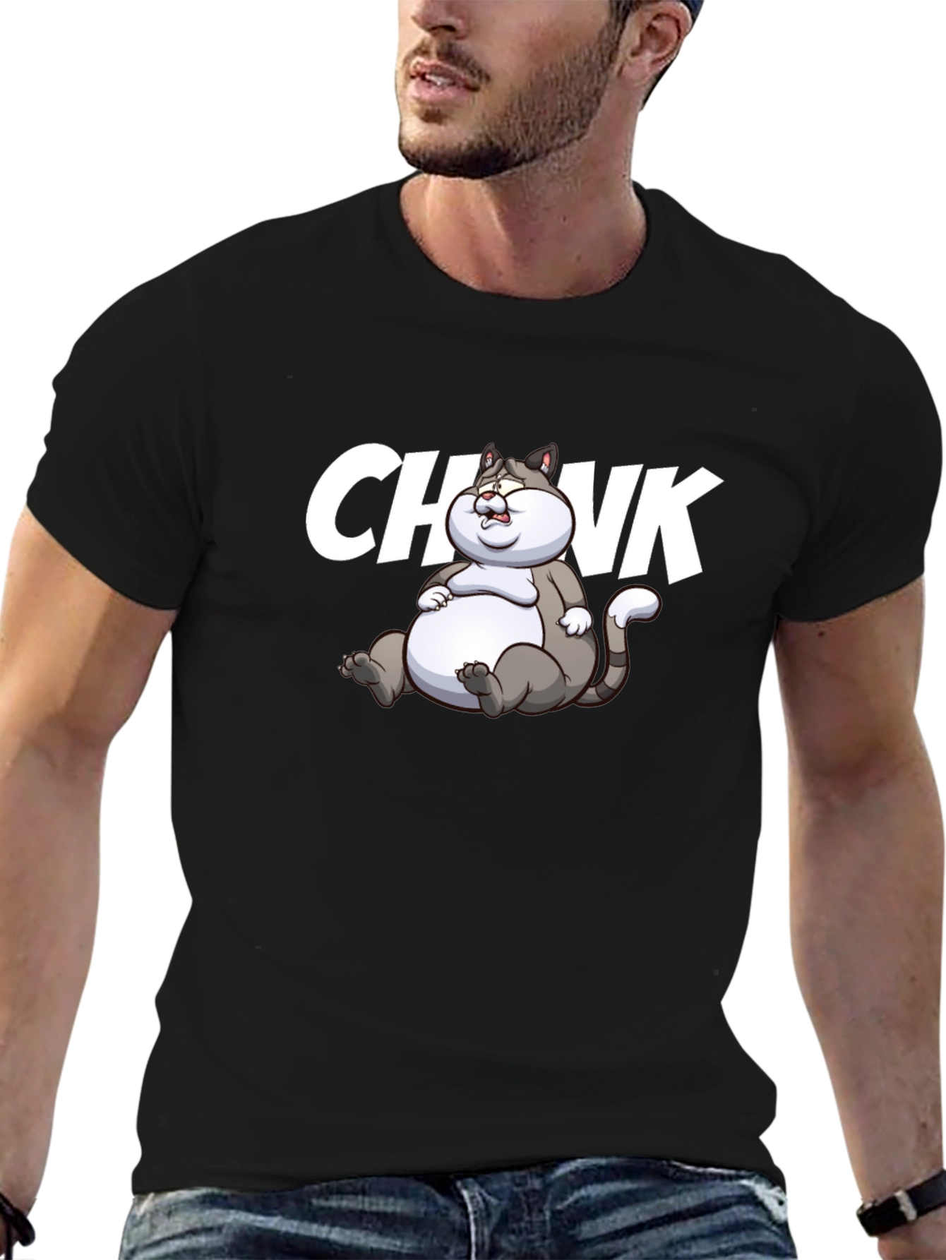 Chonk Cat Graphic T-Shirt - Black Cotton Tee