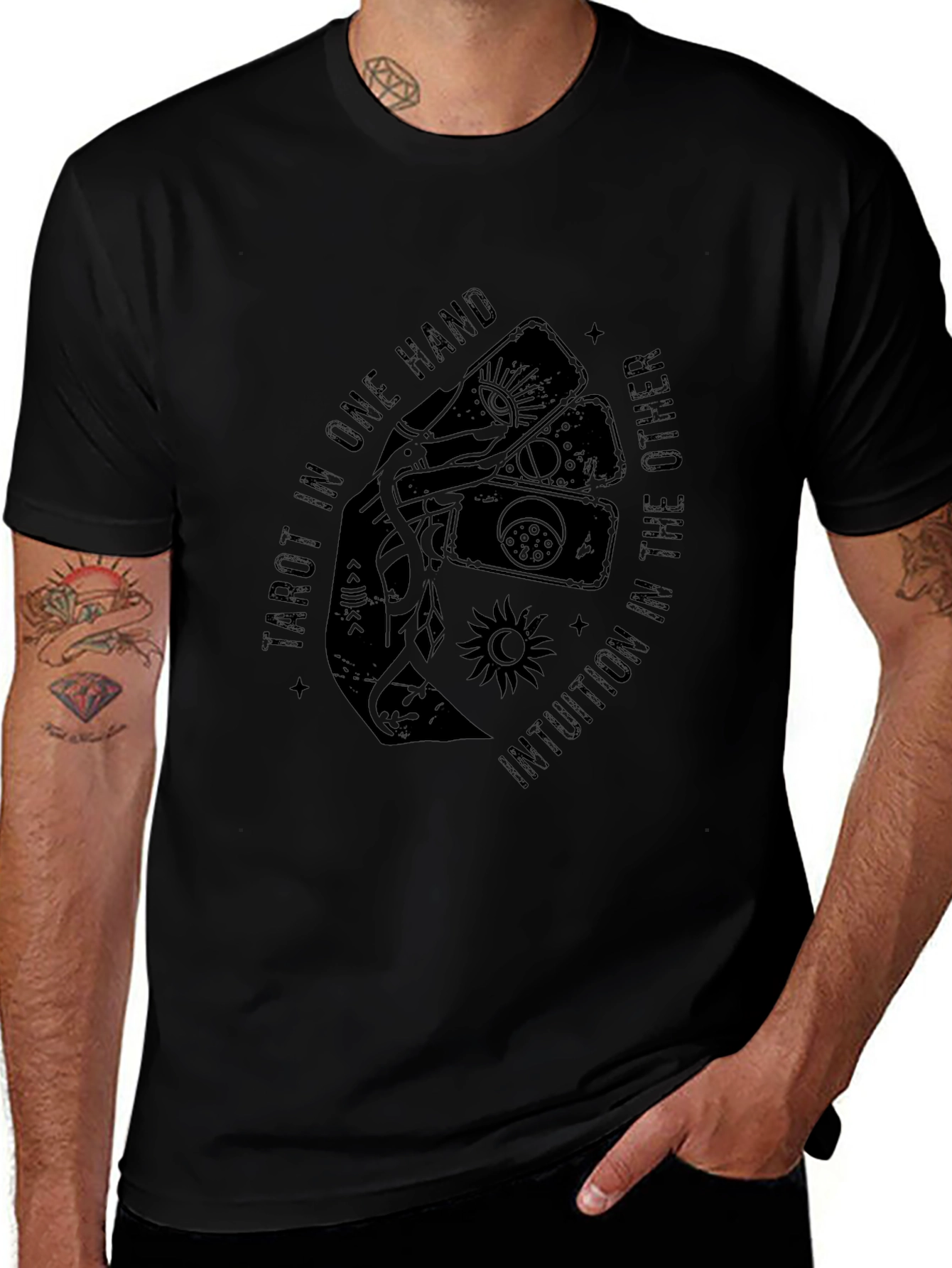 Tarot & Intuition Graphic Tee - Stylish Black Shirt