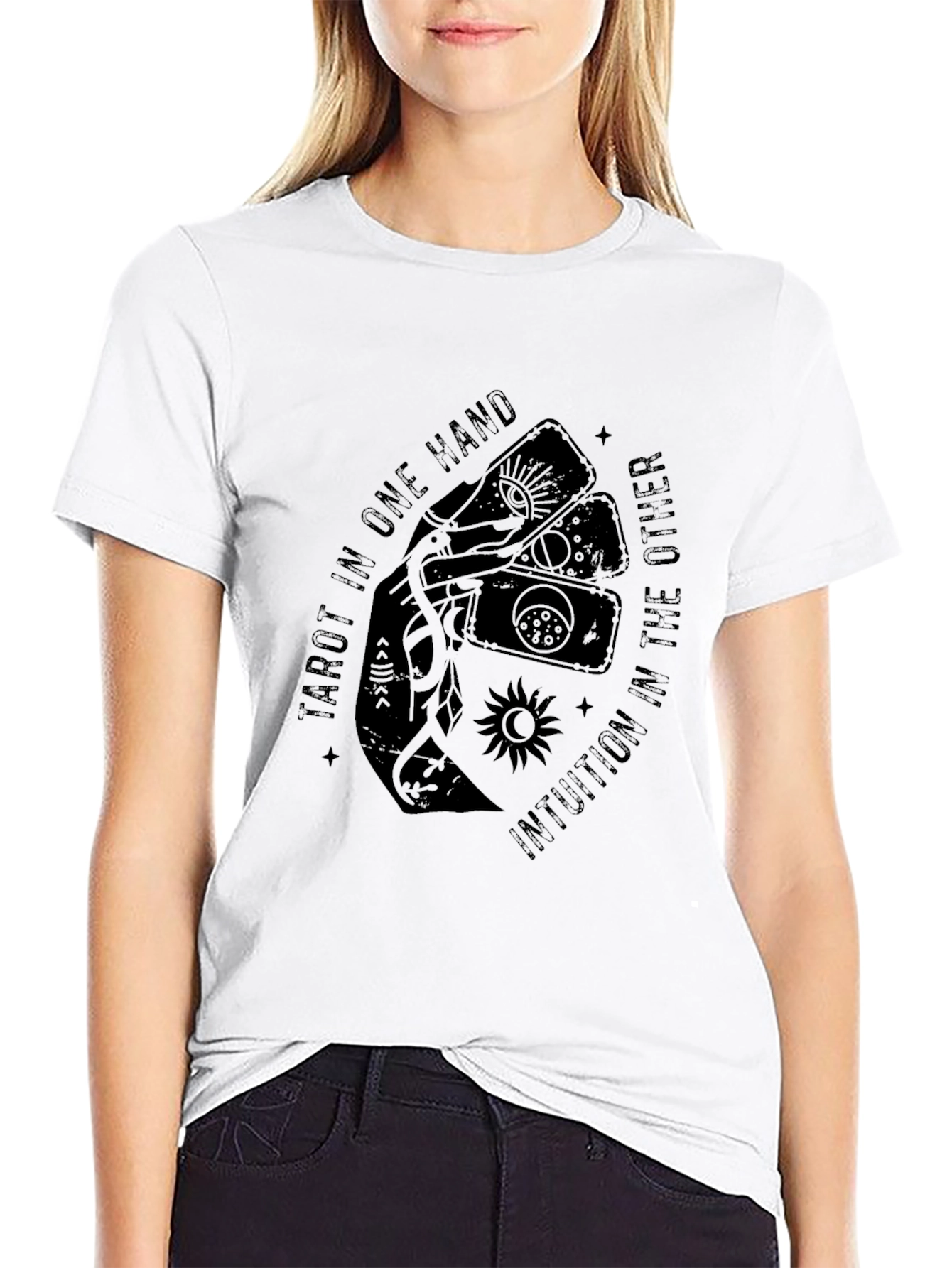 Tarot & Intuition Graphic Tee - Stylish Black Shirt