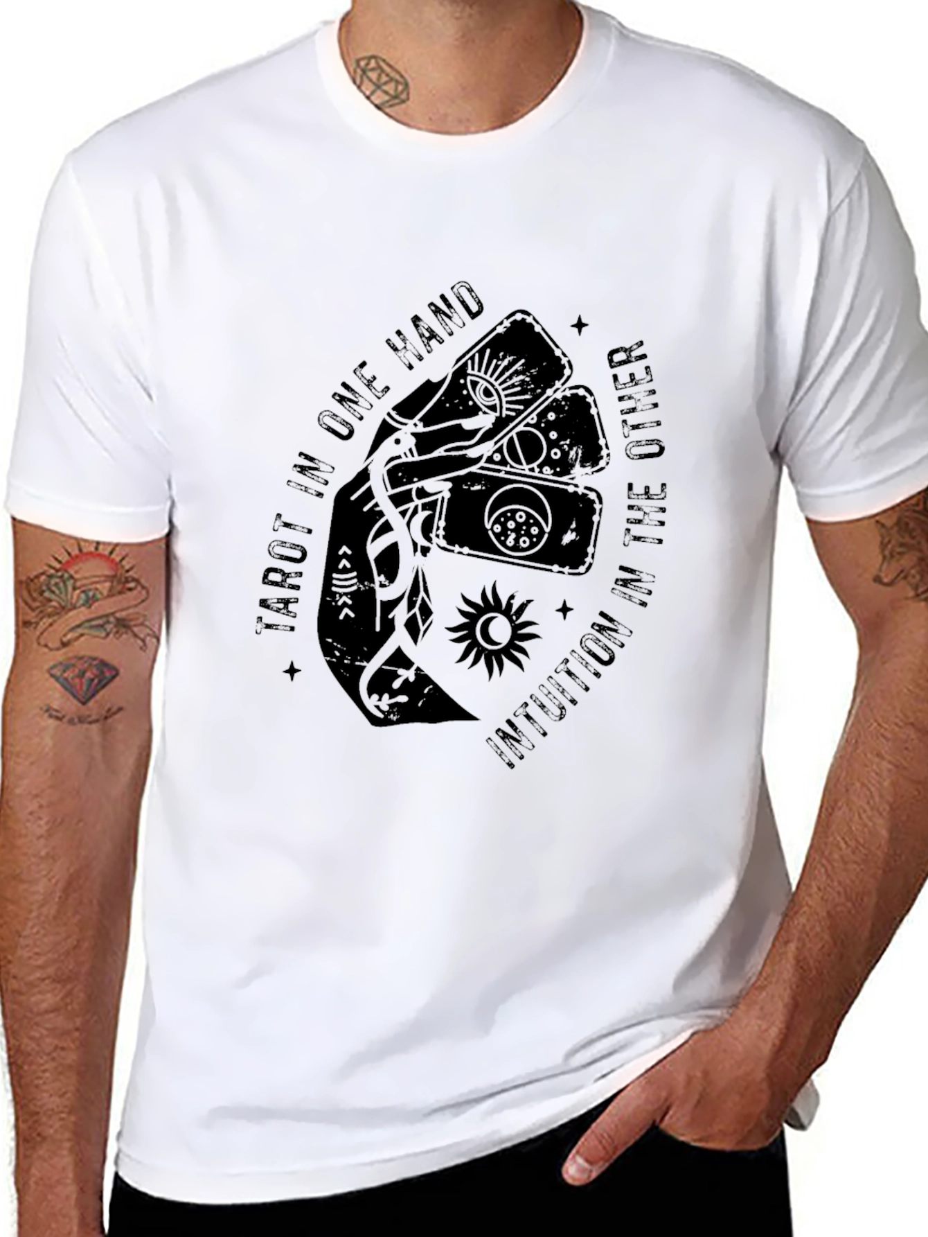 Tarot & Intuition Graphic Tee - Stylish Black Shirt