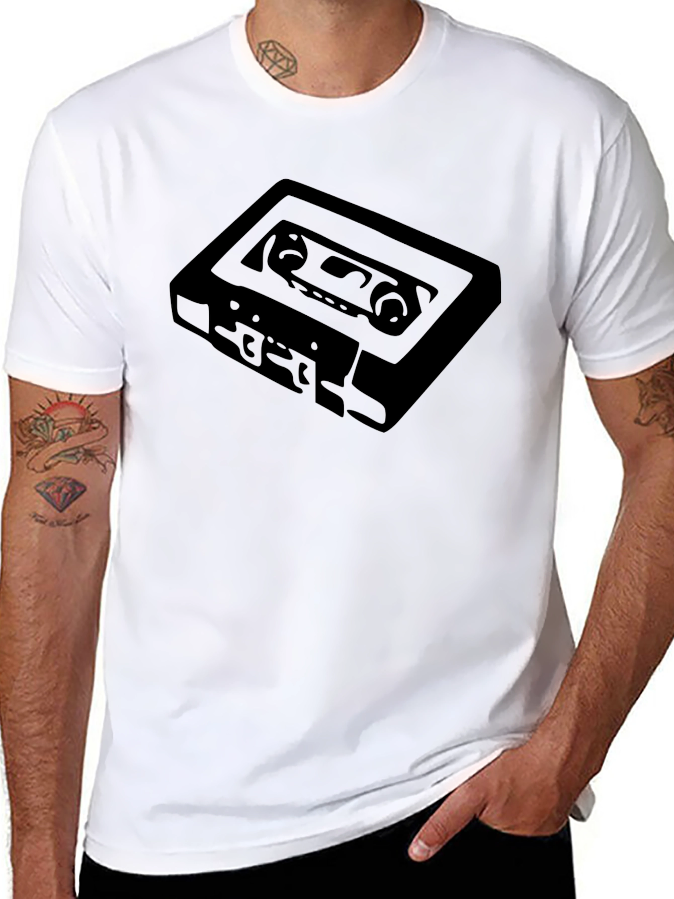 Retro Cassette Tape Graphic Tee - Black T-Shirt